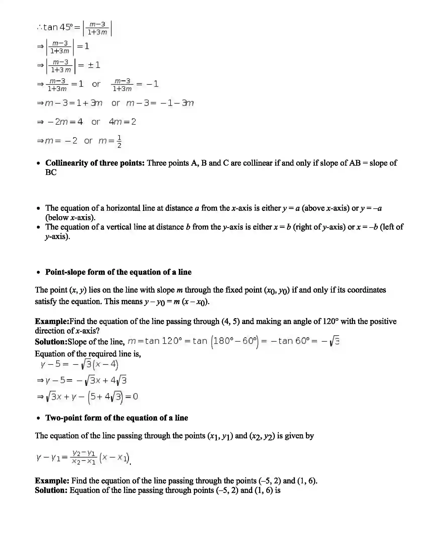 Maharashtra Board Class 11th Mathematics Straight Line Revision Note 2