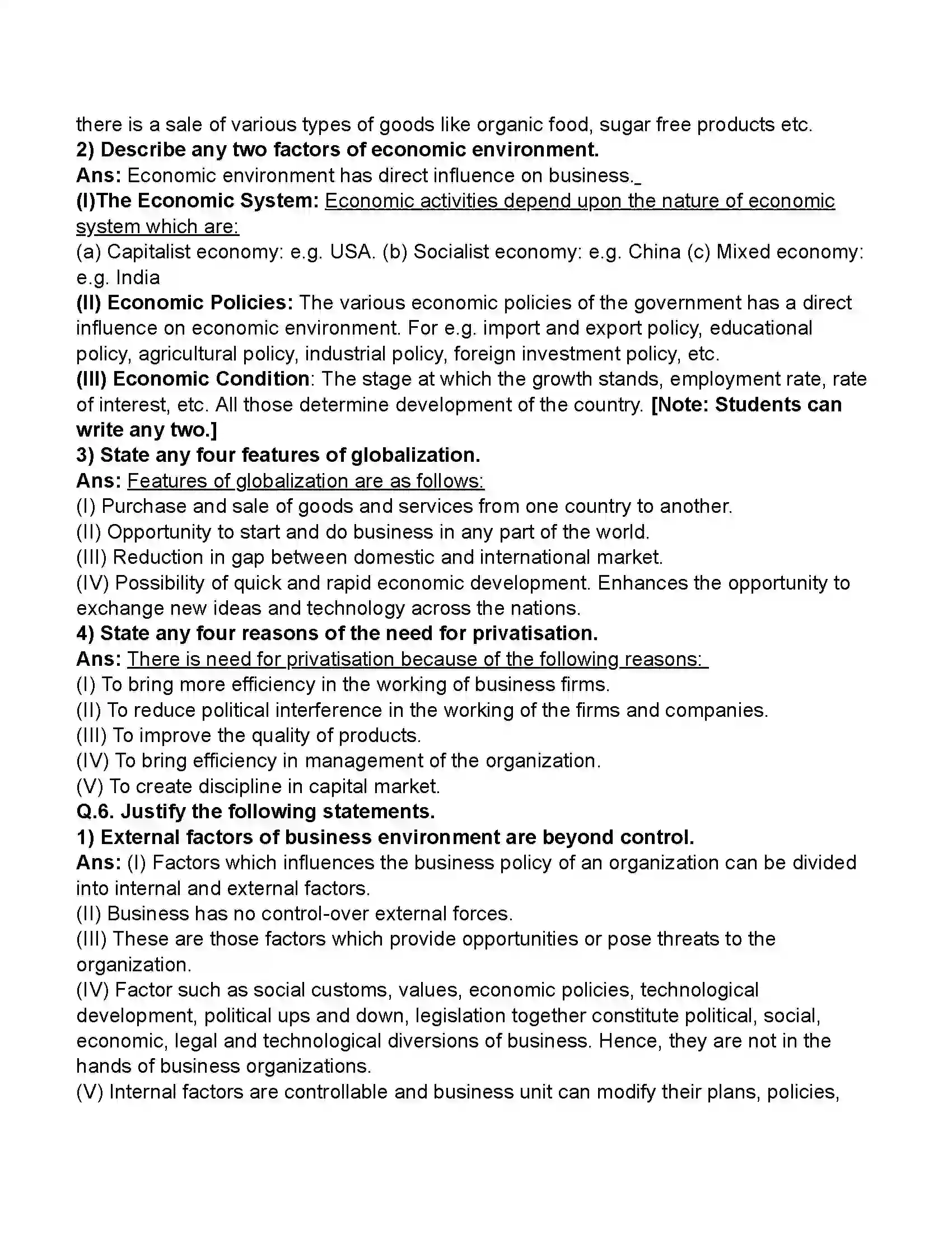 Maharashtra Board Class 11th Organisation of Commerce & Management Business Environment Revision Note 13