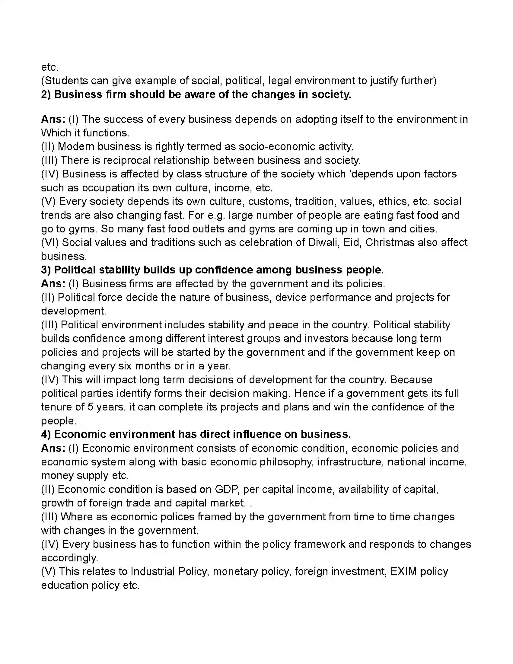 Maharashtra Board Class 11th Organisation of Commerce & Management Business Environment Revision Note 14