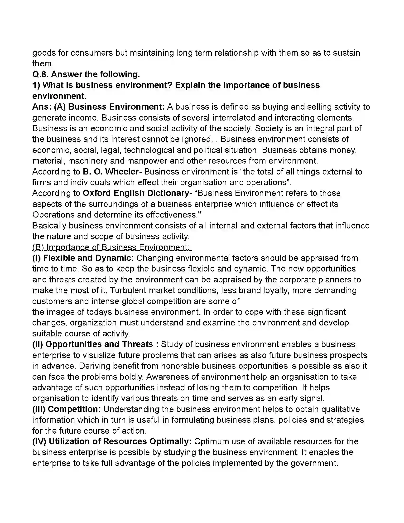 Maharashtra Board Class 11th Organisation of Commerce & Management Business Environment Revision Note 19