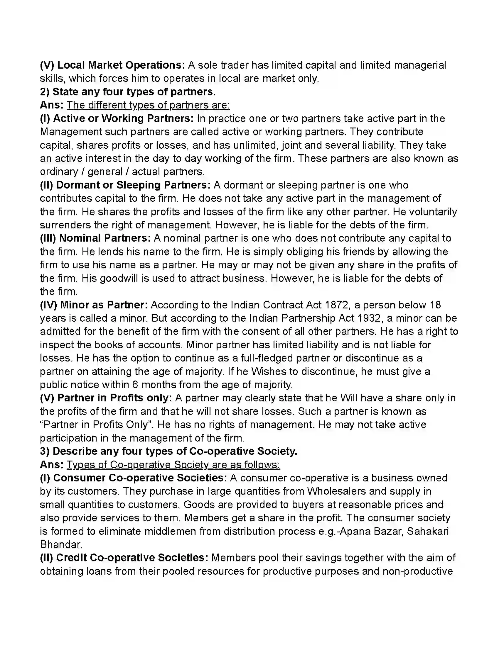 Maharashtra Board Class 11th Organisation of Commerce & Management Forms of Business Organisation – I Revision Note 15