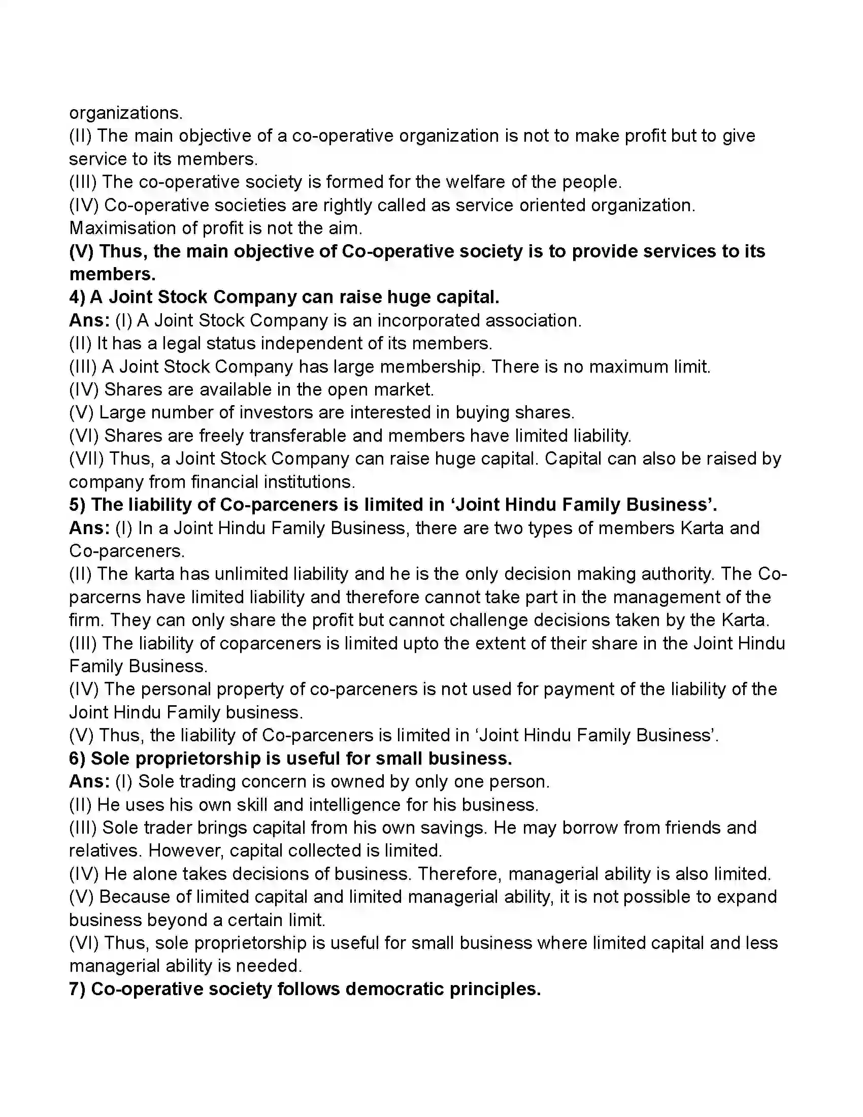 Maharashtra Board Class 11th Organisation of Commerce & Management Forms of Business Organisation – I Revision Note 18