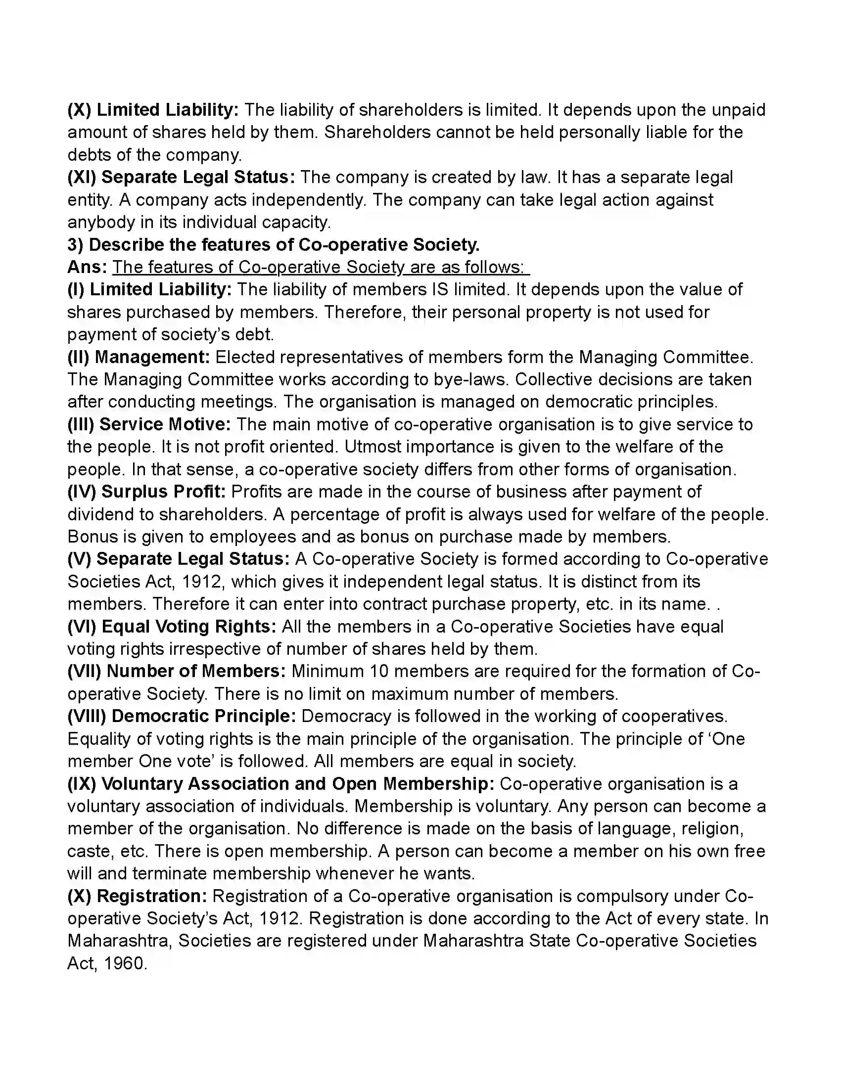 Maharashtra Board Class 11th Organisation of Commerce & Management Forms of Business Organisation – I Revision Note 22