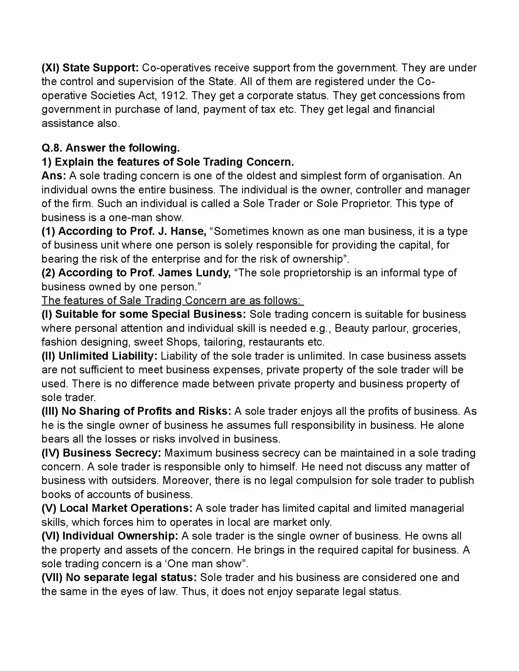 Maharashtra Board Class 11th Organisation of Commerce & Management Forms of Business Organisation – I Revision Note 23
