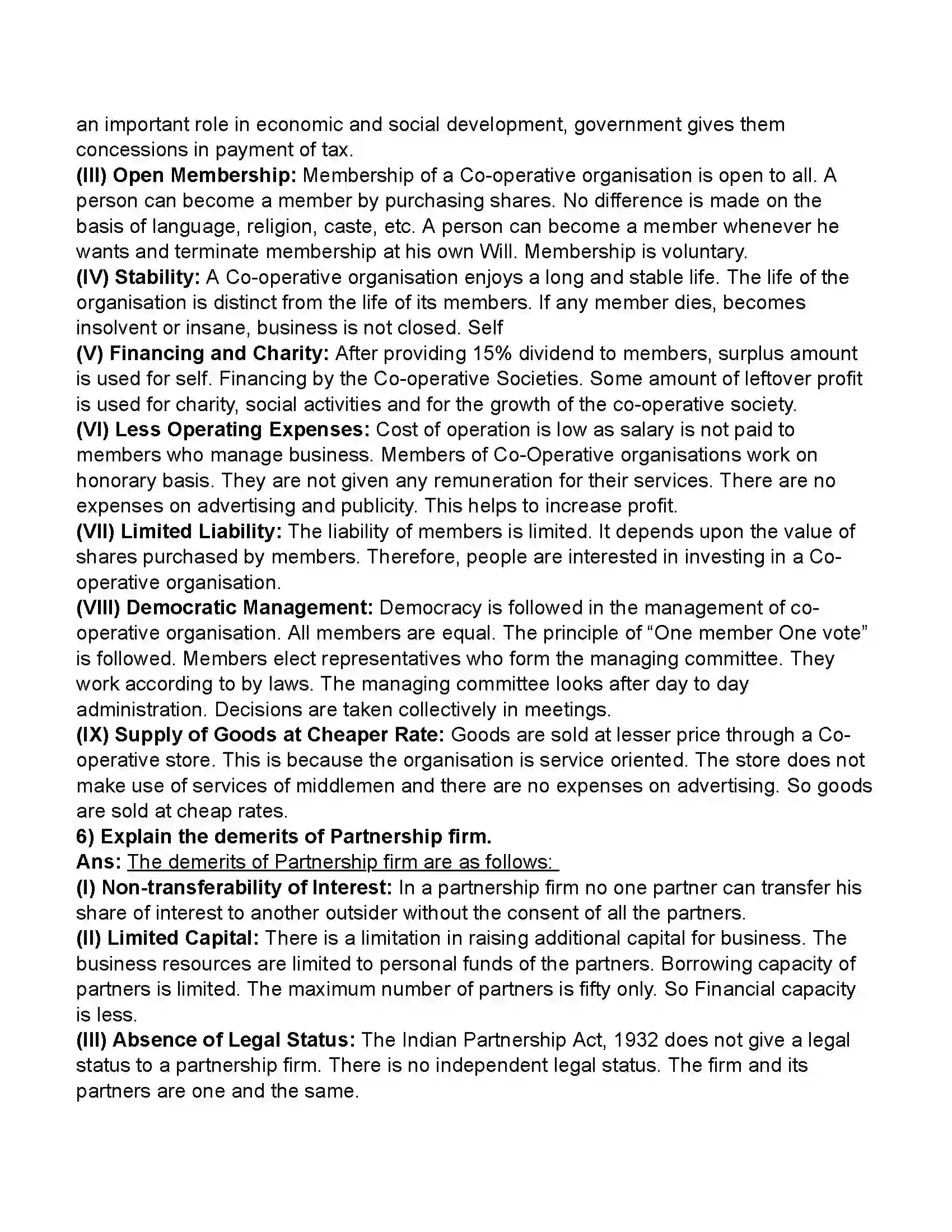 Maharashtra Board Class 11th Organisation of Commerce & Management Forms of Business Organisation – I Revision Note 27