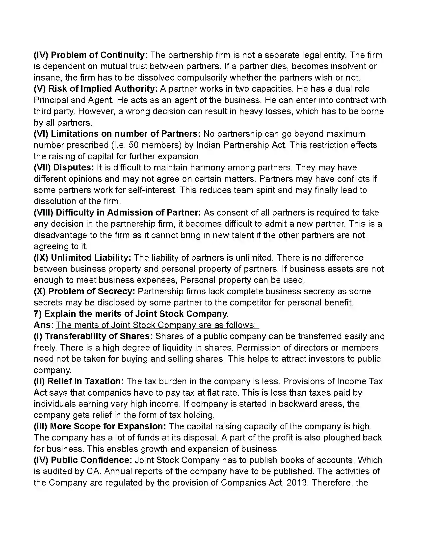 Maharashtra Board Class 11th Organisation of Commerce & Management Forms of Business Organisation – I Revision Note 28