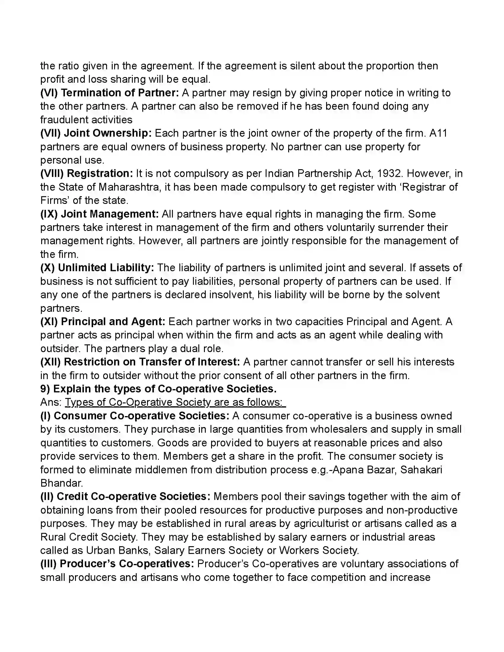 Maharashtra Board Class 11th Organisation of Commerce & Management Forms of Business Organisation – I Revision Note 30