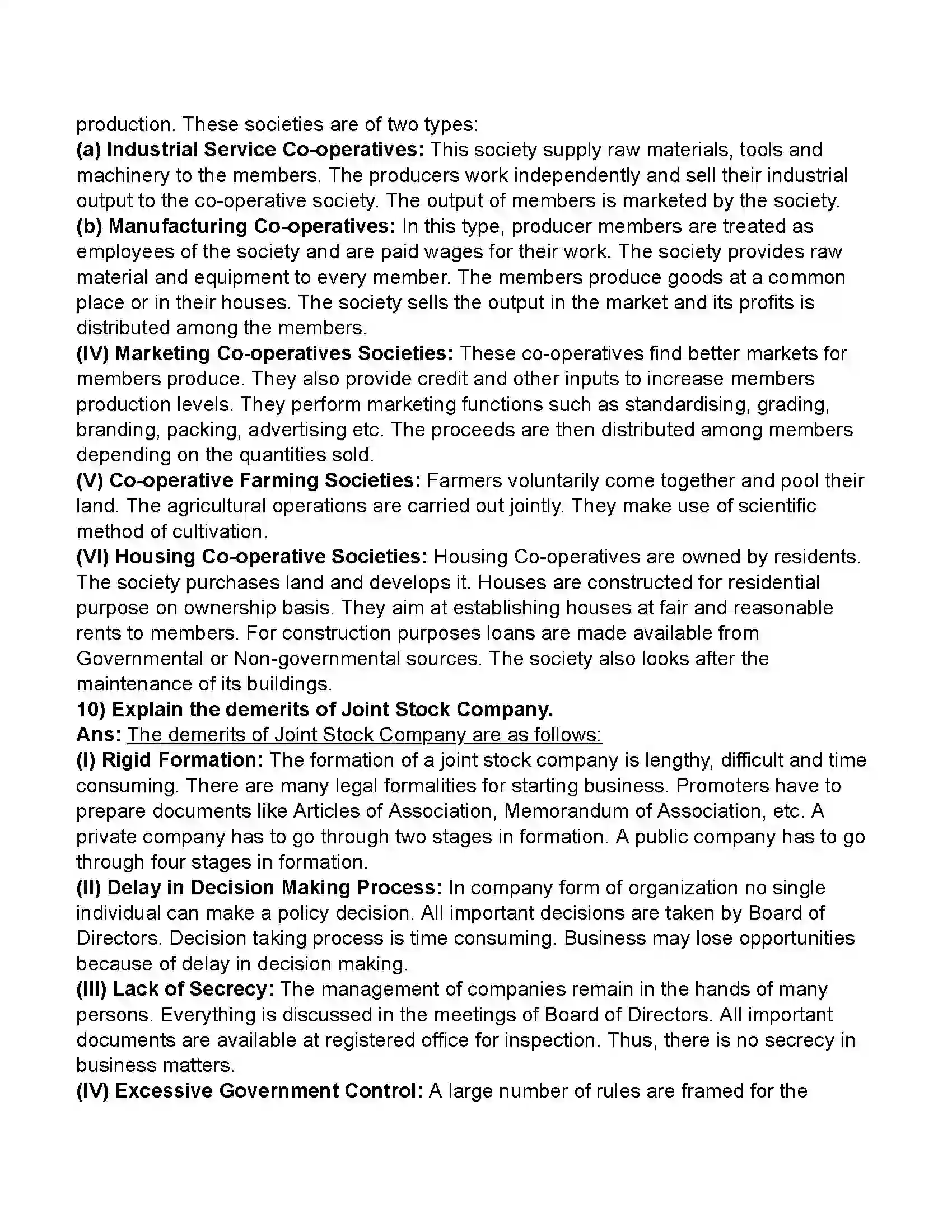 Maharashtra Board Class 11th Organisation of Commerce & Management Forms of Business Organisation – I Revision Note 31