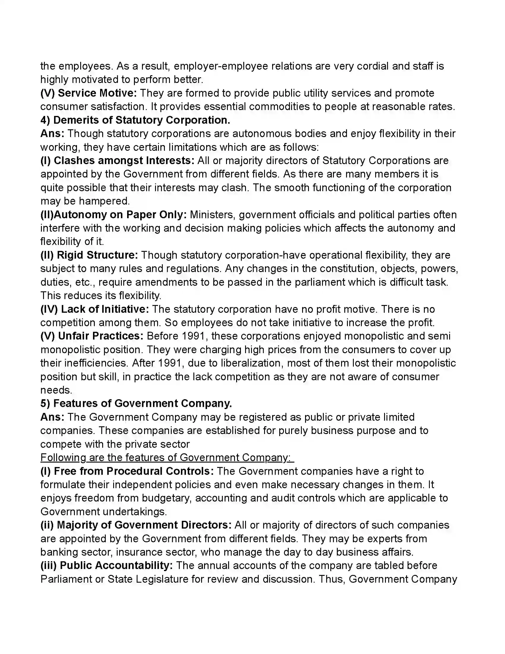 Maharashtra Board Class 11th Organisation of Commerce & Management Forms of Business Organisation – II Revision Note 19