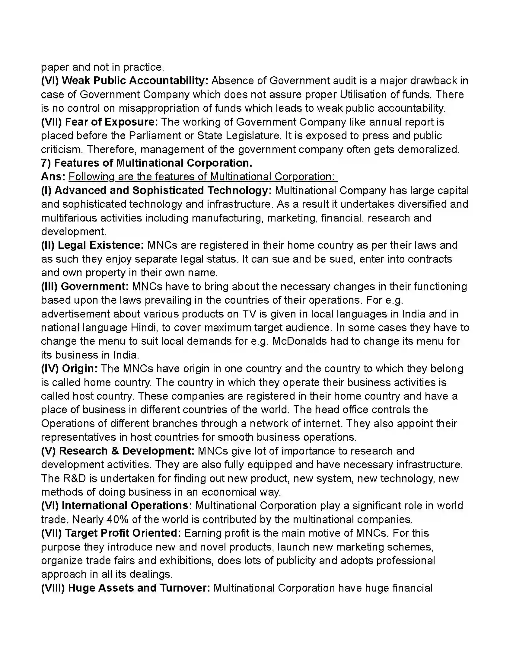 Maharashtra Board Class 11th Organisation of Commerce & Management Forms of Business Organisation – II Revision Note 21