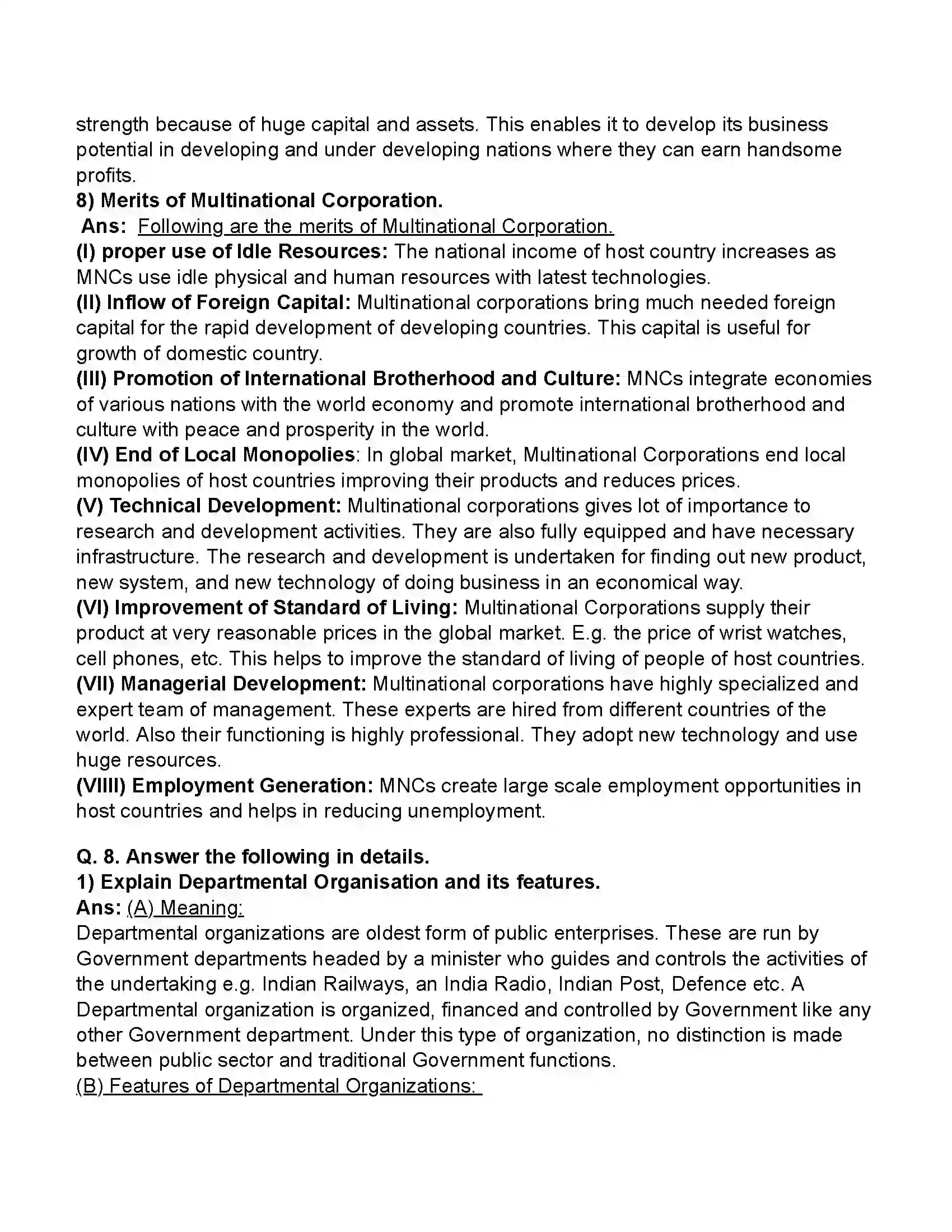 Maharashtra Board Class 11th Organisation of Commerce & Management Forms of Business Organisation – II Revision Note 22
