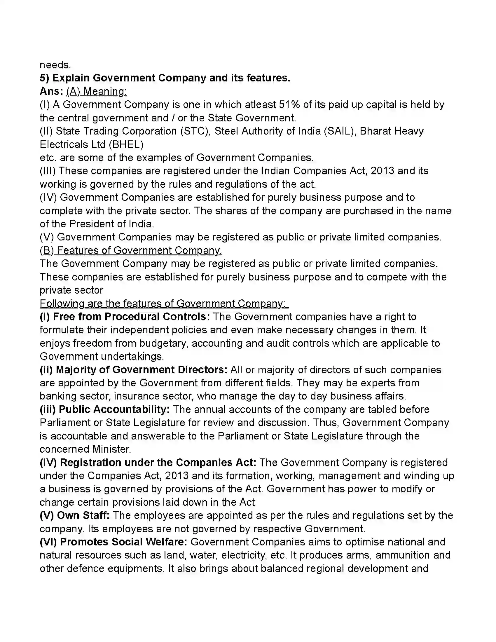 Maharashtra Board Class 11th Organisation of Commerce & Management Forms of Business Organisation – II Revision Note 28