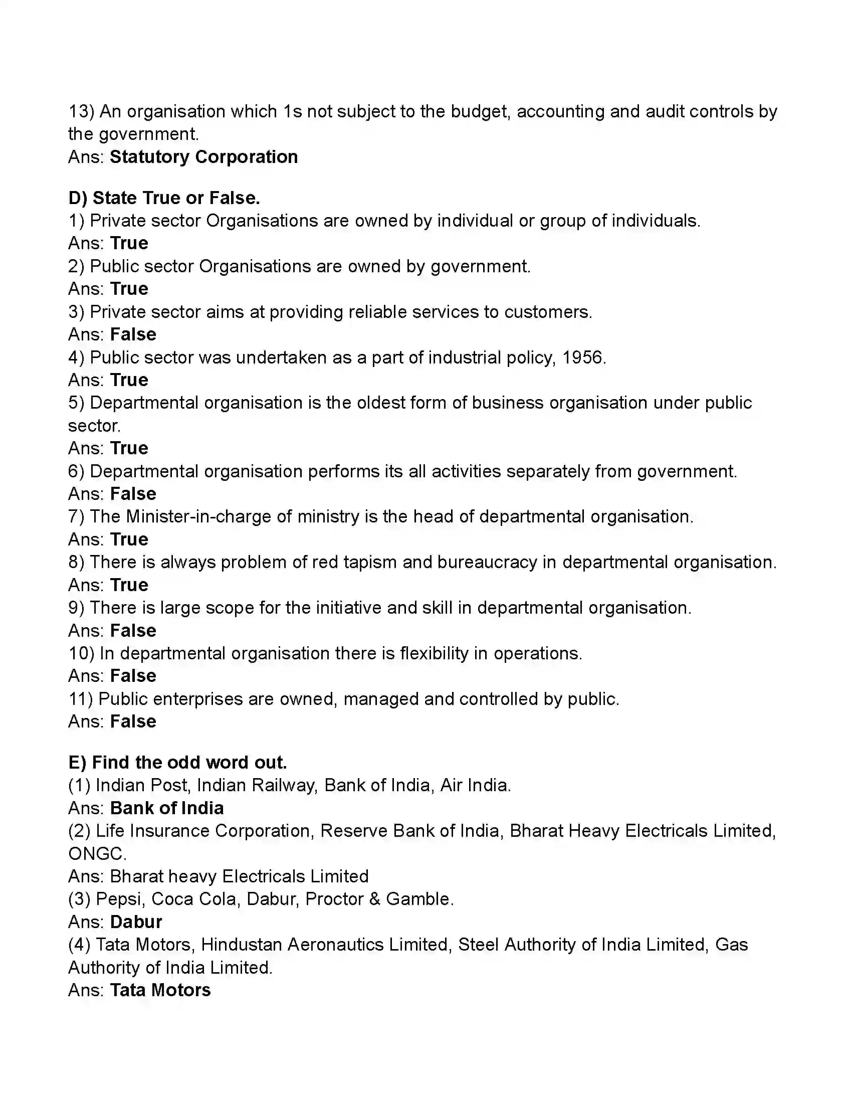 Maharashtra Board Class 11th Organisation of Commerce & Management Forms of Business Organisation – II Revision Note 3