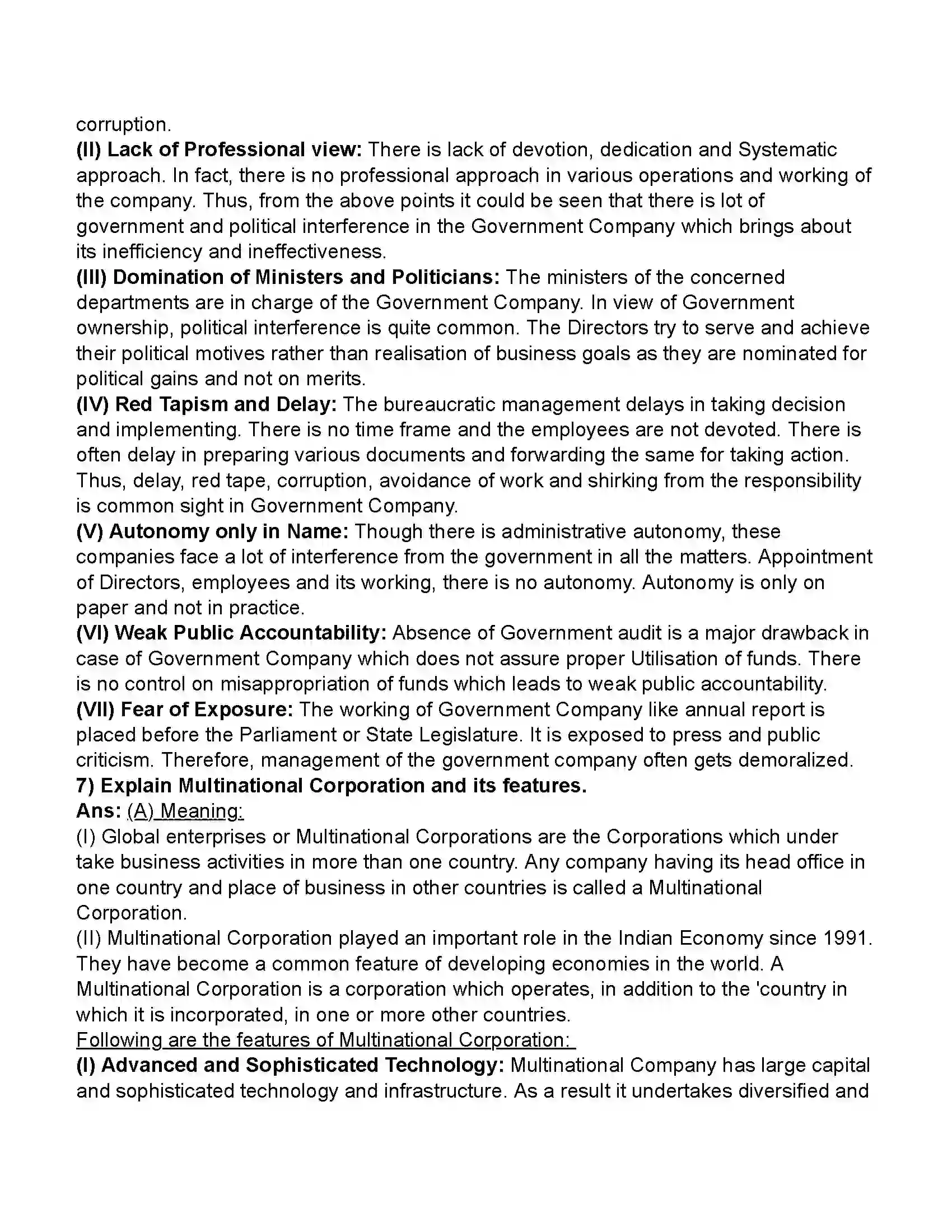 Maharashtra Board Class 11th Organisation of Commerce & Management Forms of Business Organisation – II Revision Note 30