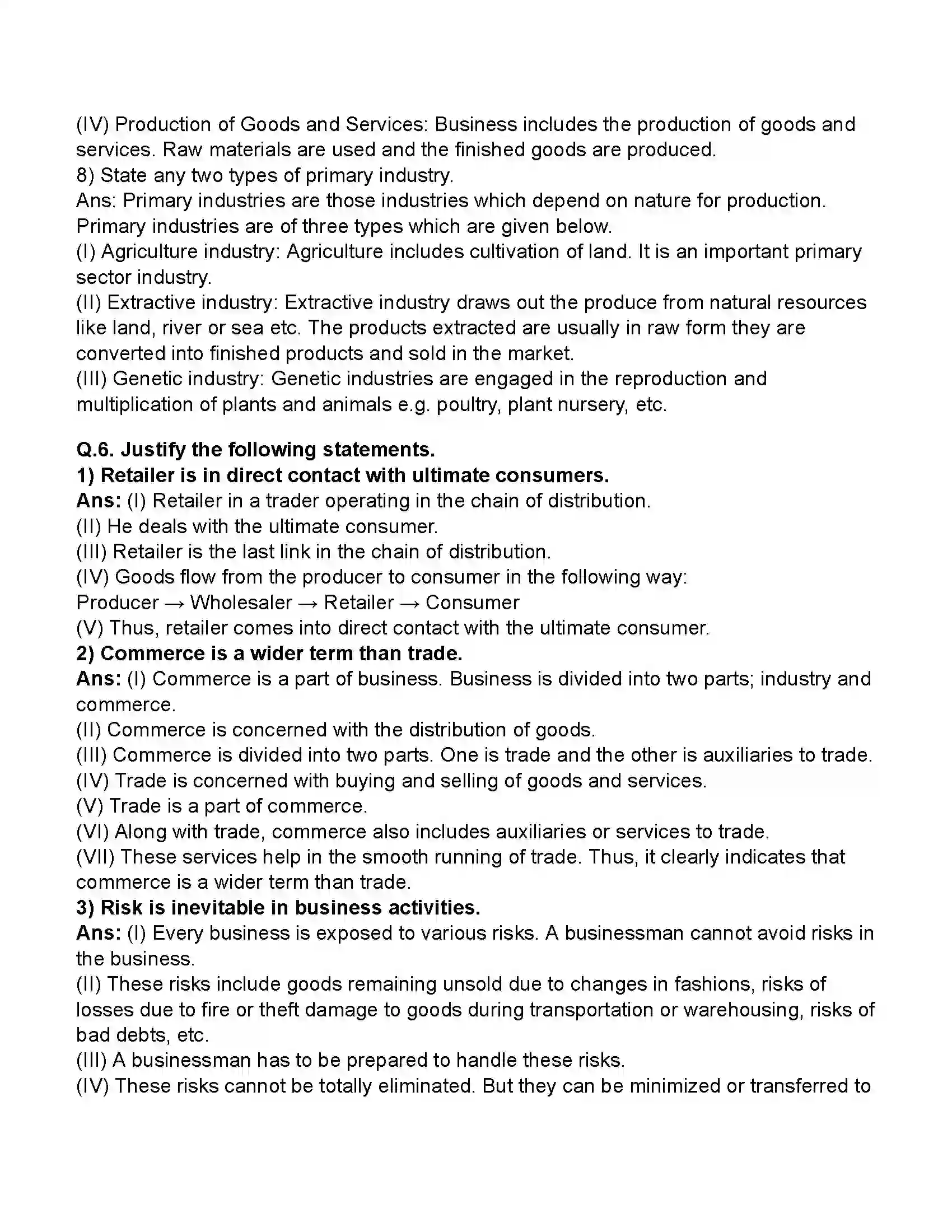 Maharashtra Board Class 11th Organisation of Commerce & Management Introduction of Commerce and Business Revision Note 13