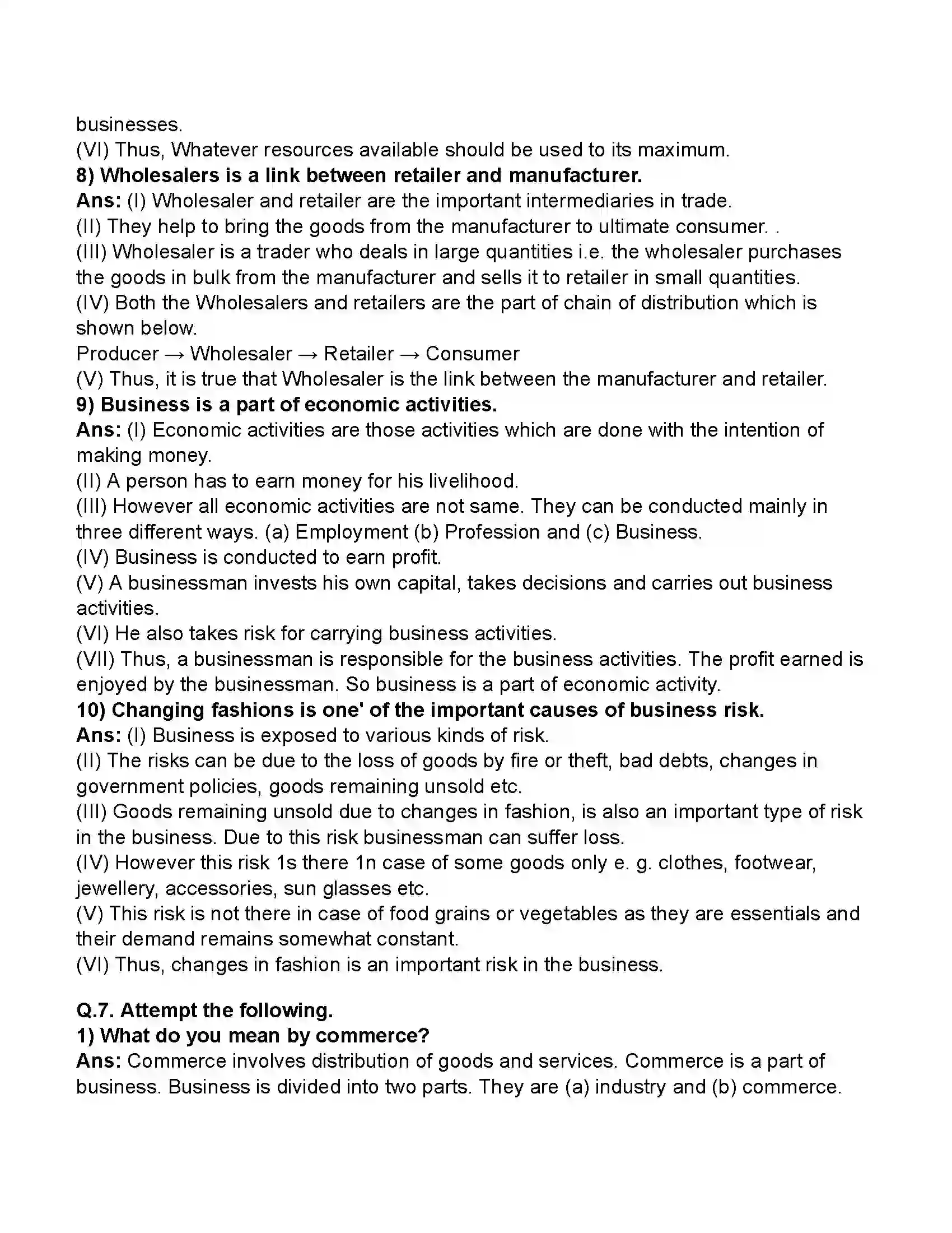 Maharashtra Board Class 11th Organisation of Commerce & Management Introduction of Commerce and Business Revision Note 15