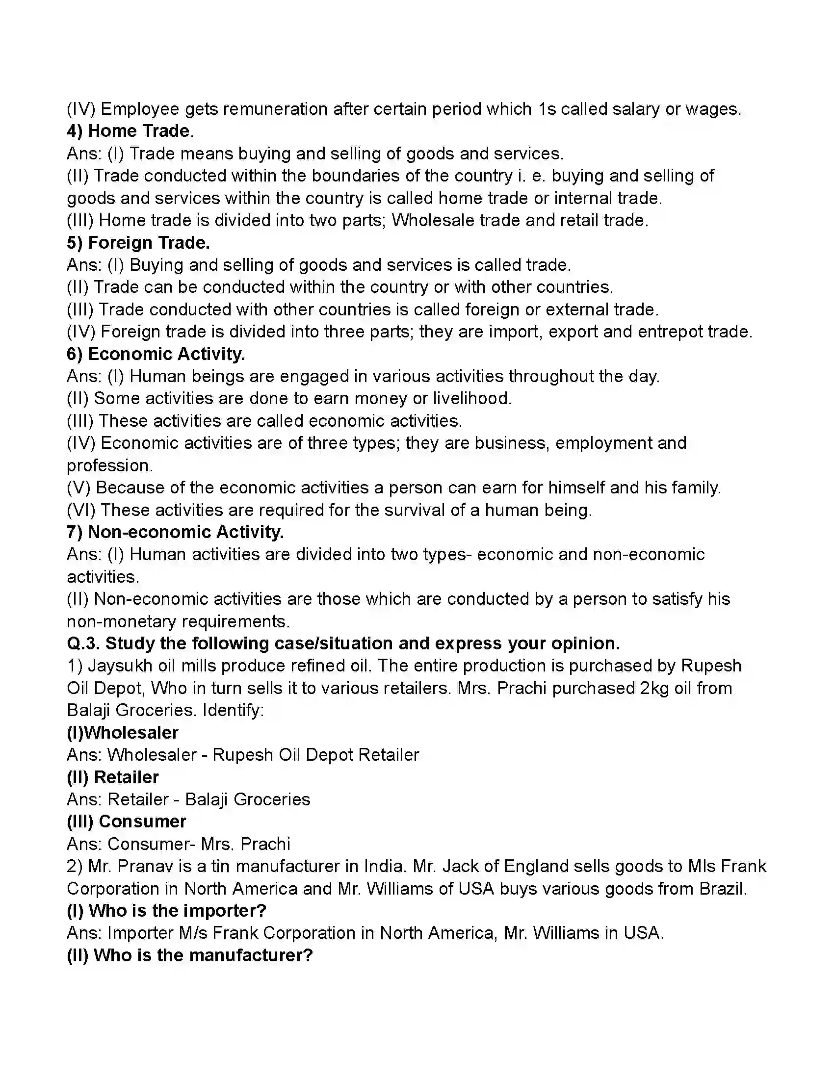 Maharashtra Board Class 11th Organisation of Commerce & Management Introduction of Commerce and Business Revision Note 6