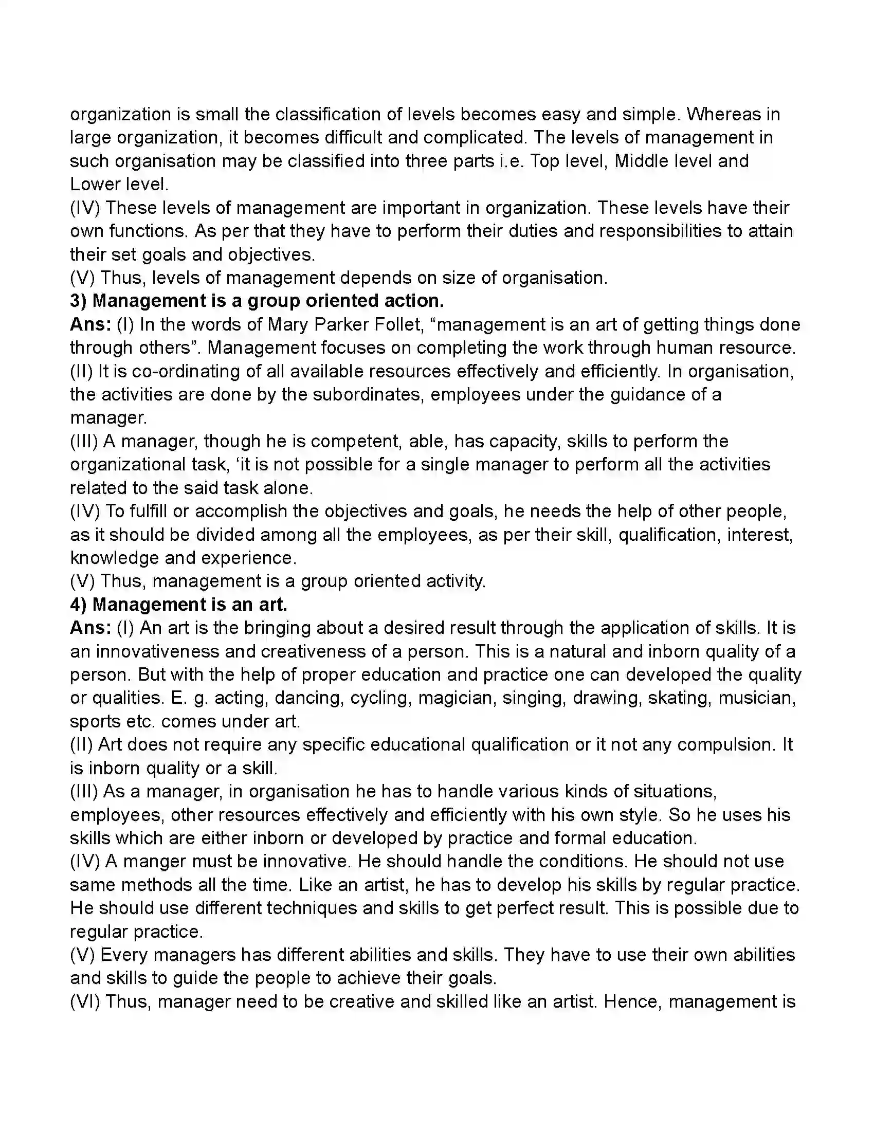 Maharashtra Board Class 11th Organisation of Commerce & Management Introduction to Management Revision Note 11