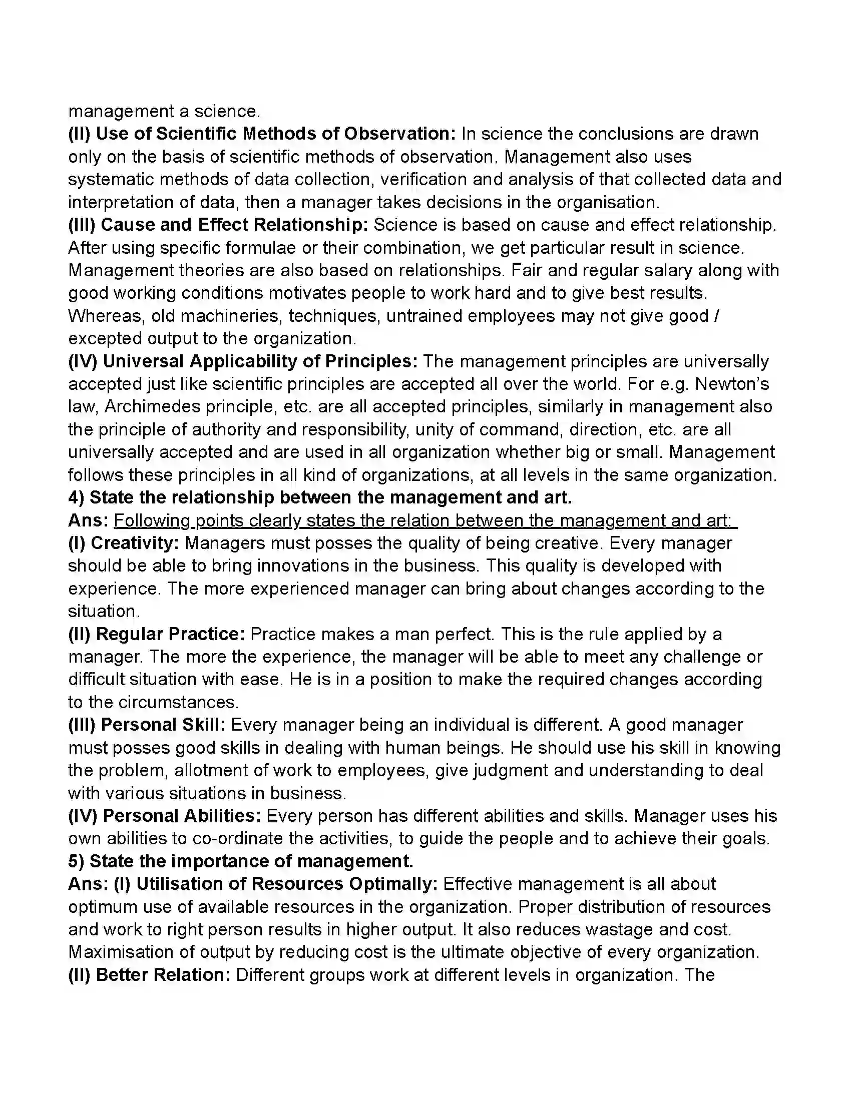 Maharashtra Board Class 11th Organisation of Commerce & Management Introduction to Management Revision Note 14