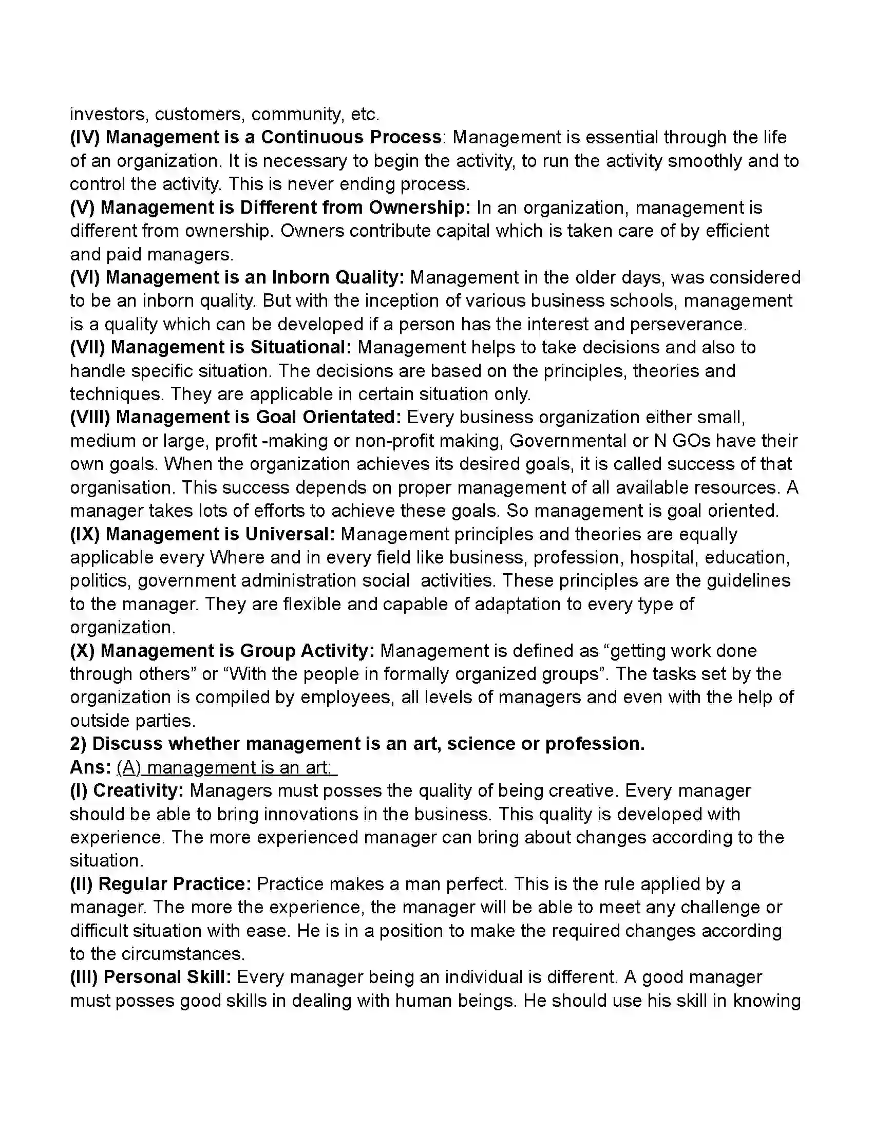 Maharashtra Board Class 11th Organisation of Commerce & Management Introduction to Management Revision Note 17