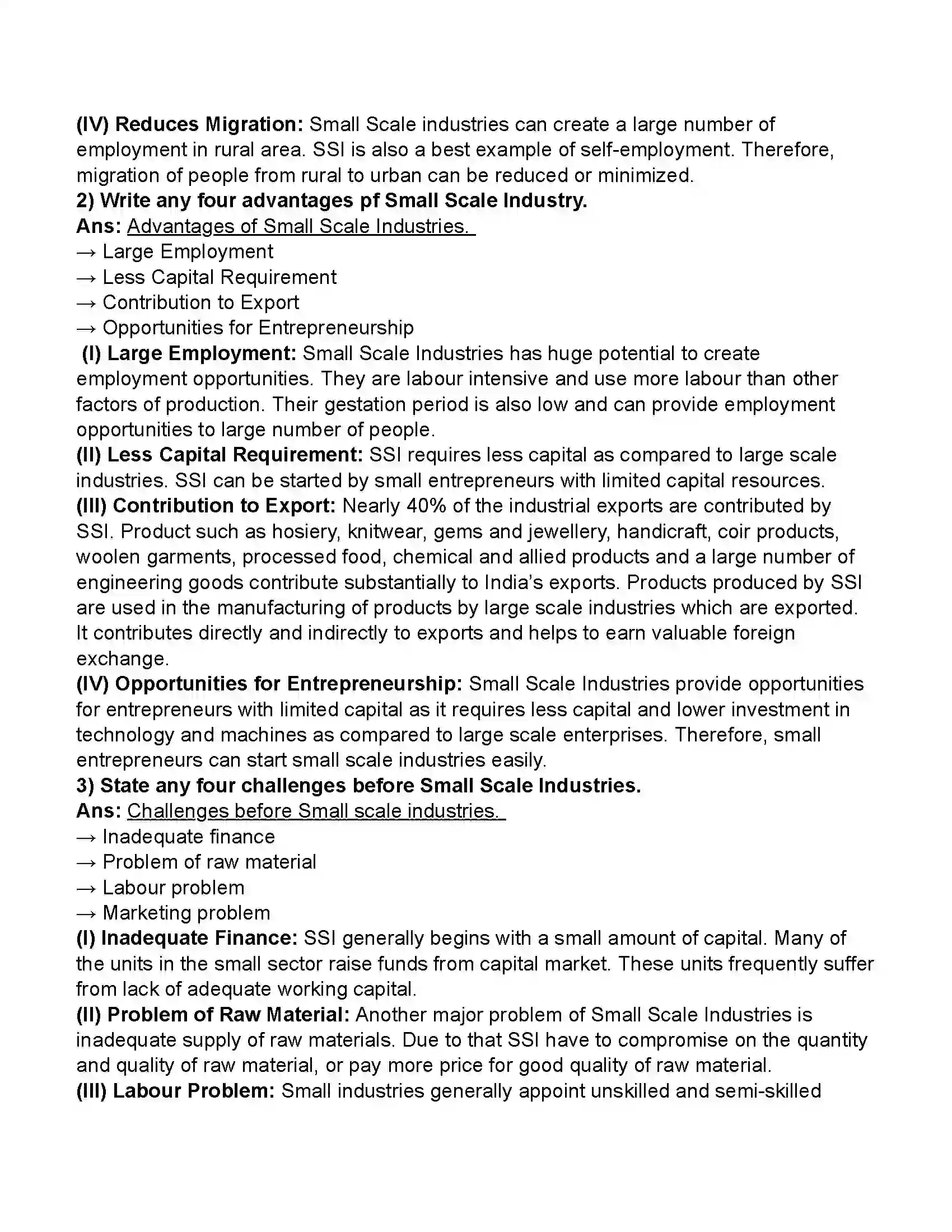 Maharashtra Board Class 11th Organisation of Commerce & Management Small Scale Industry and Business Revision Note 6