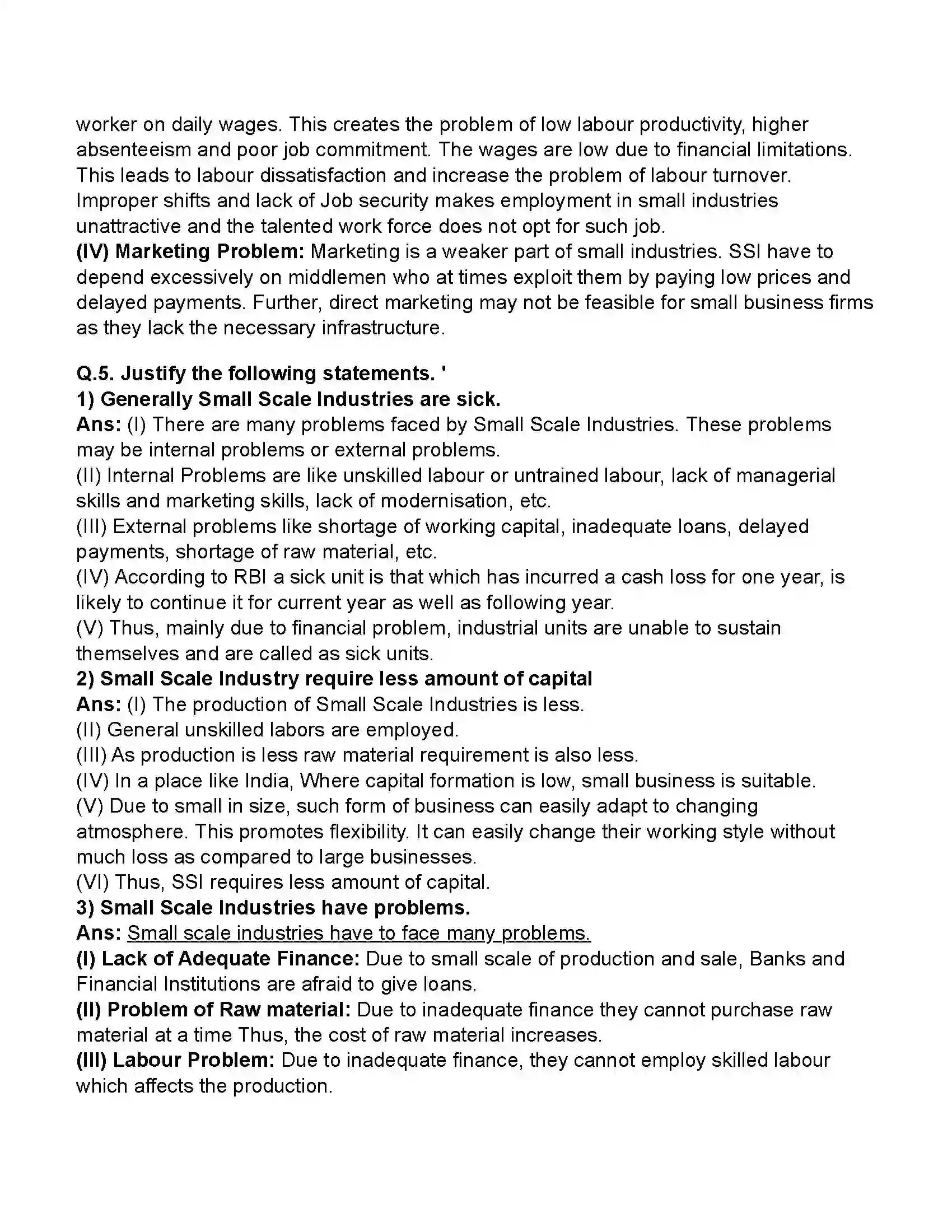 Maharashtra Board Class 11th Organisation of Commerce & Management Small Scale Industry and Business Revision Note 7