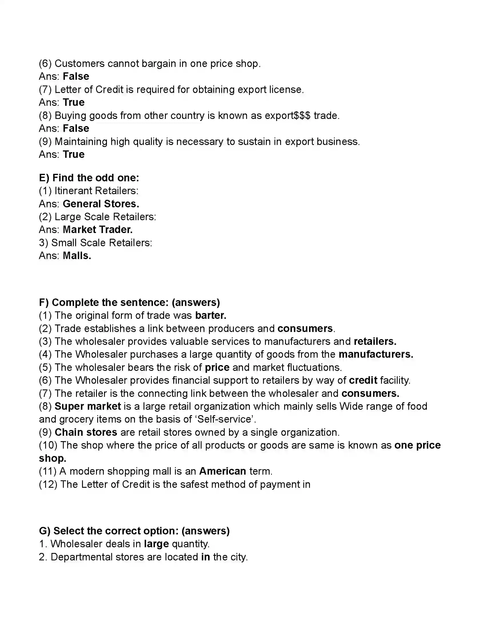Maharashtra Board Class 11th Organisation of Commerce & Management Trade Revision Note 3
