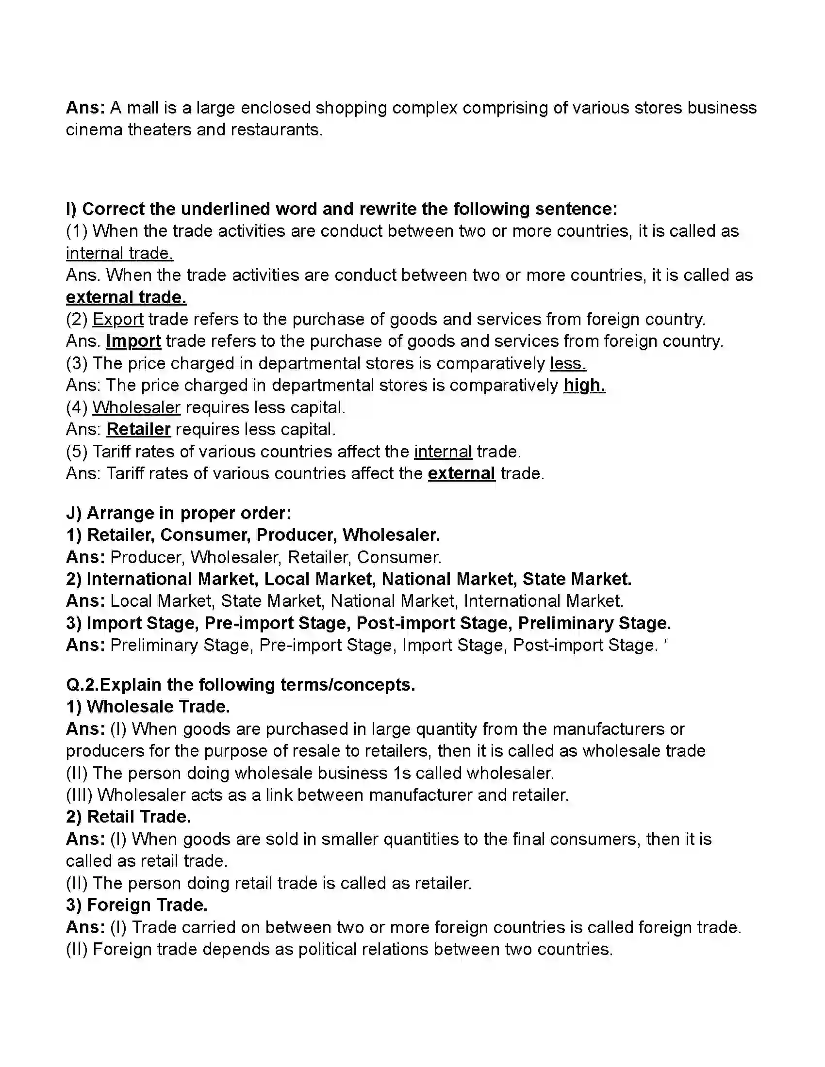 Maharashtra Board Class 11th Organisation of Commerce & Management Trade Revision Note 5