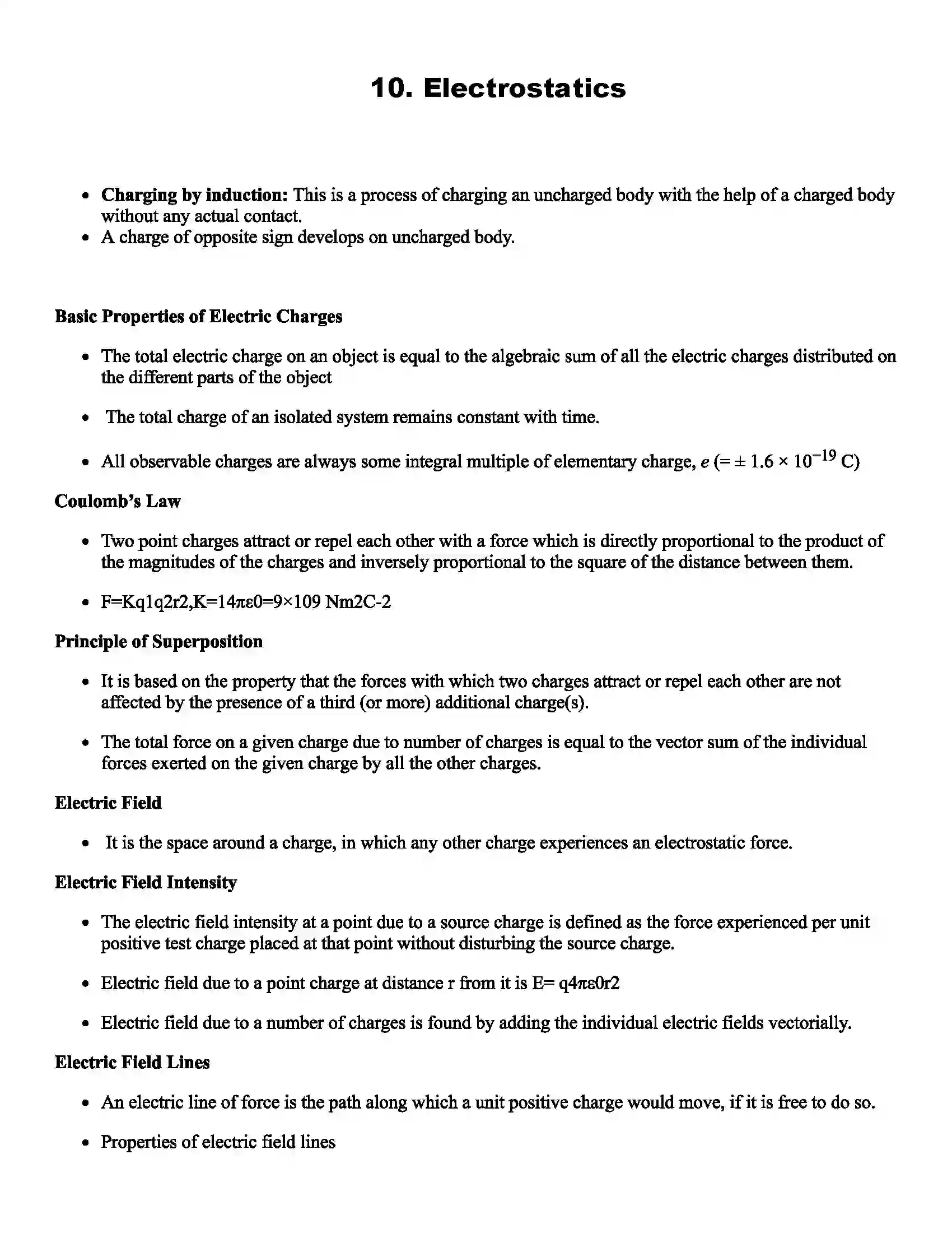 Maharashtra Board Class 11th Physics Electrostatics Revision Note 1