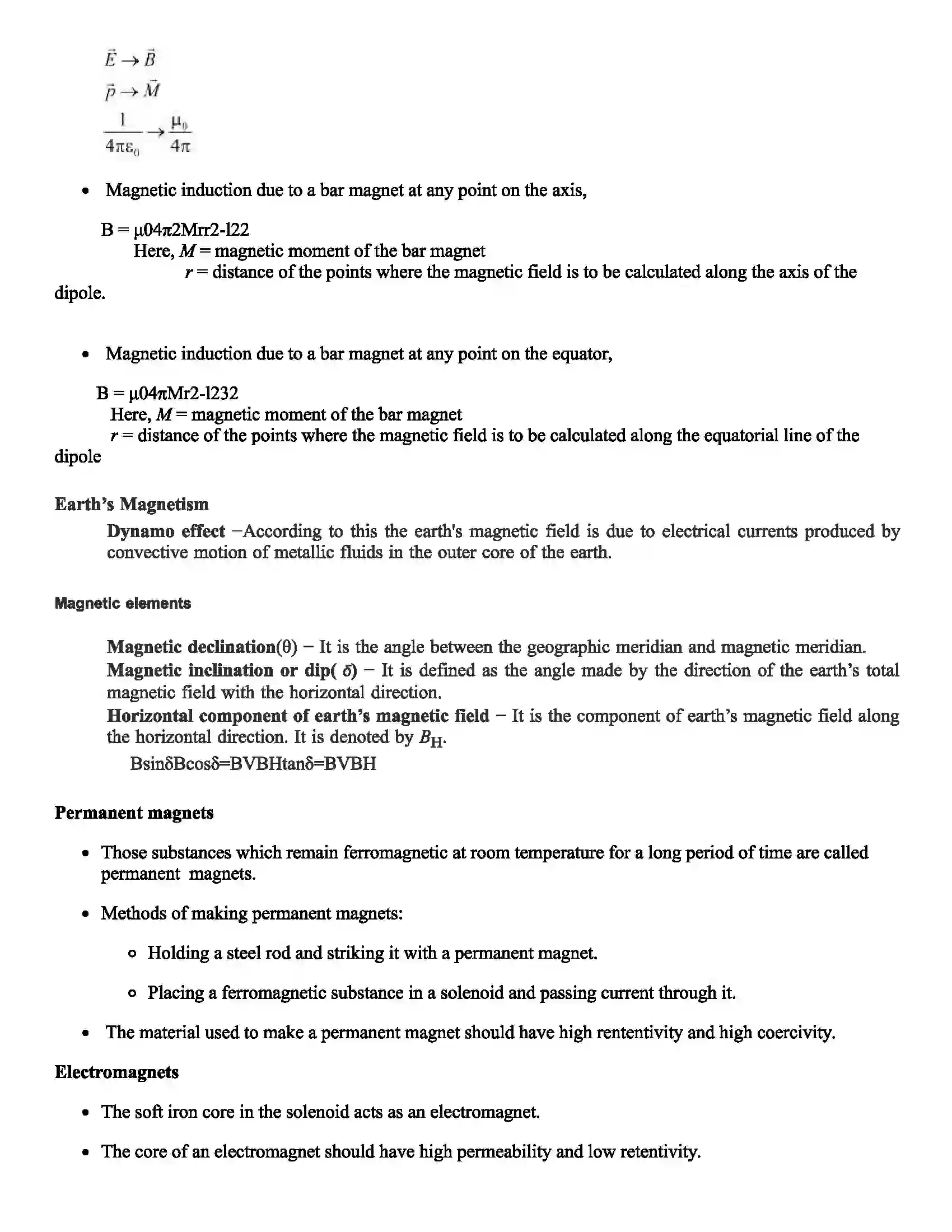 Maharashtra Board Class 11th Physics Magnetism Revision Note 2