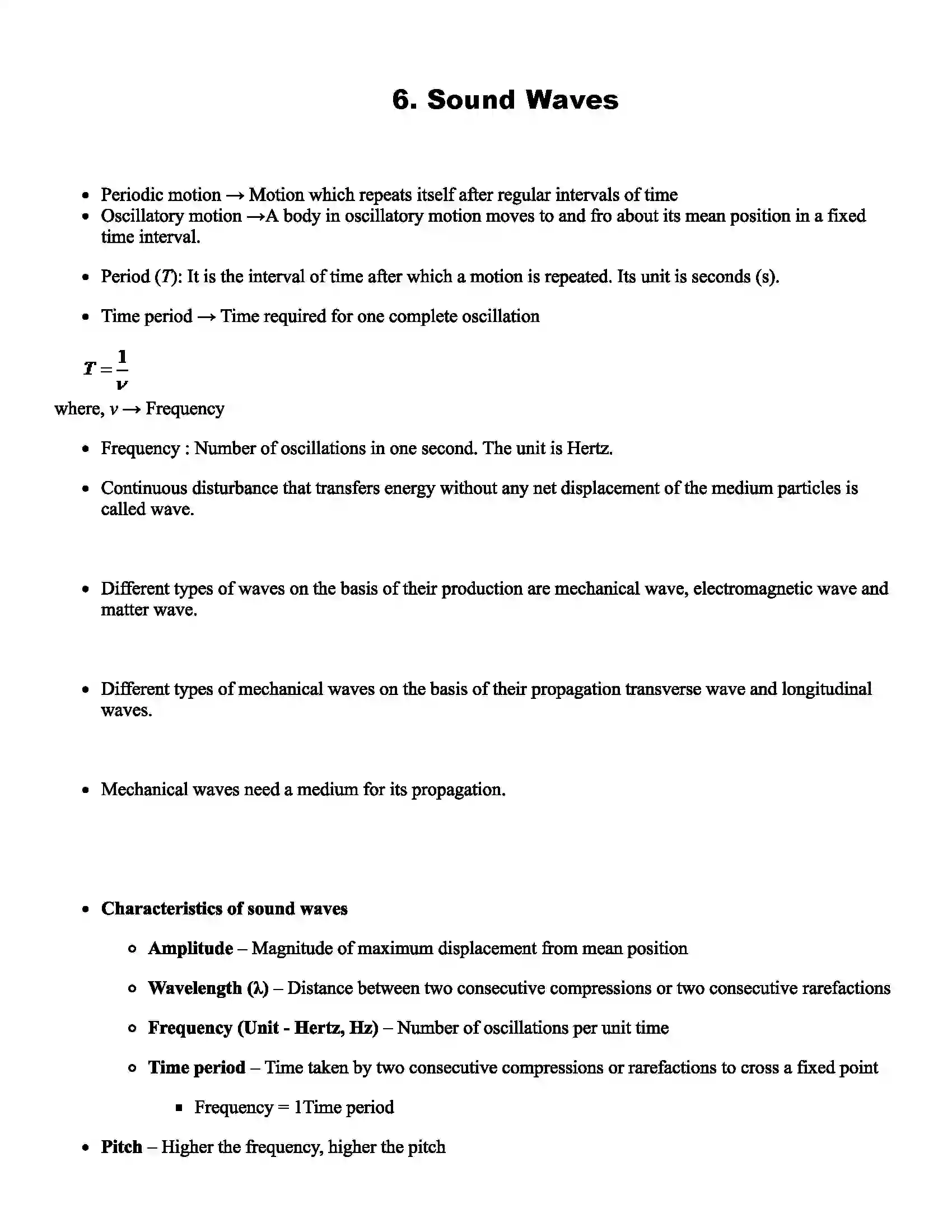 Maharashtra Board Class 11th Physics Sound Waves Revision Note 1