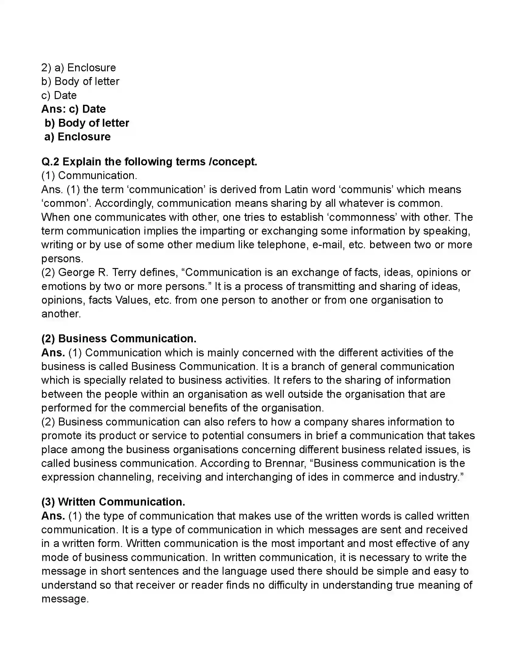 Maharashtra Board Class 11th Secretarial Practice Business Communication Skills of Secretary Revision Note 5