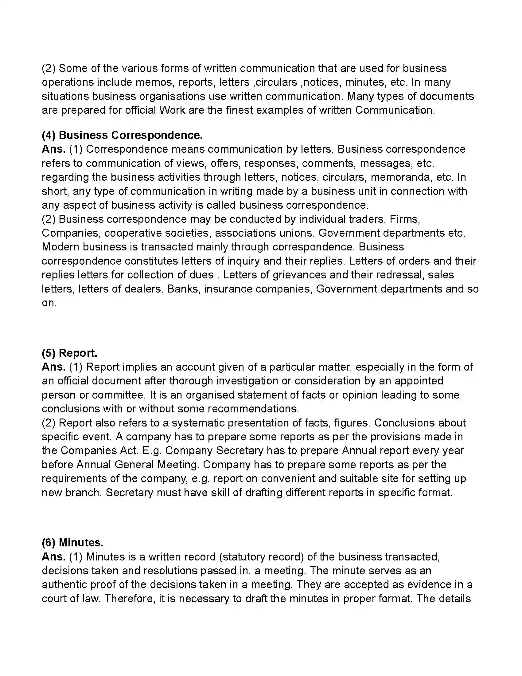 Maharashtra Board Class 11th Secretarial Practice Business Communication Skills of Secretary Revision Note 6