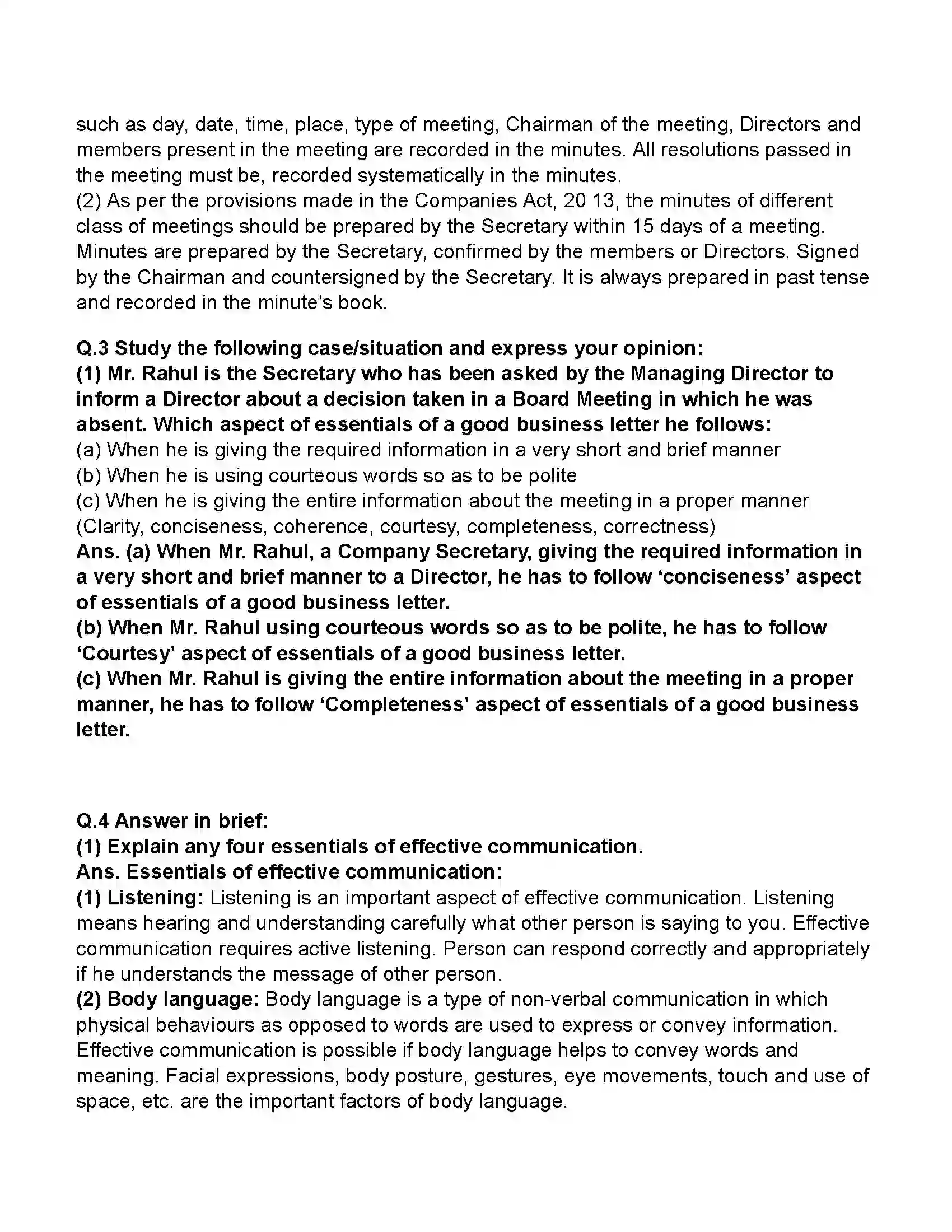 Maharashtra Board Class 11th Secretarial Practice Business Communication Skills of Secretary Revision Note 7