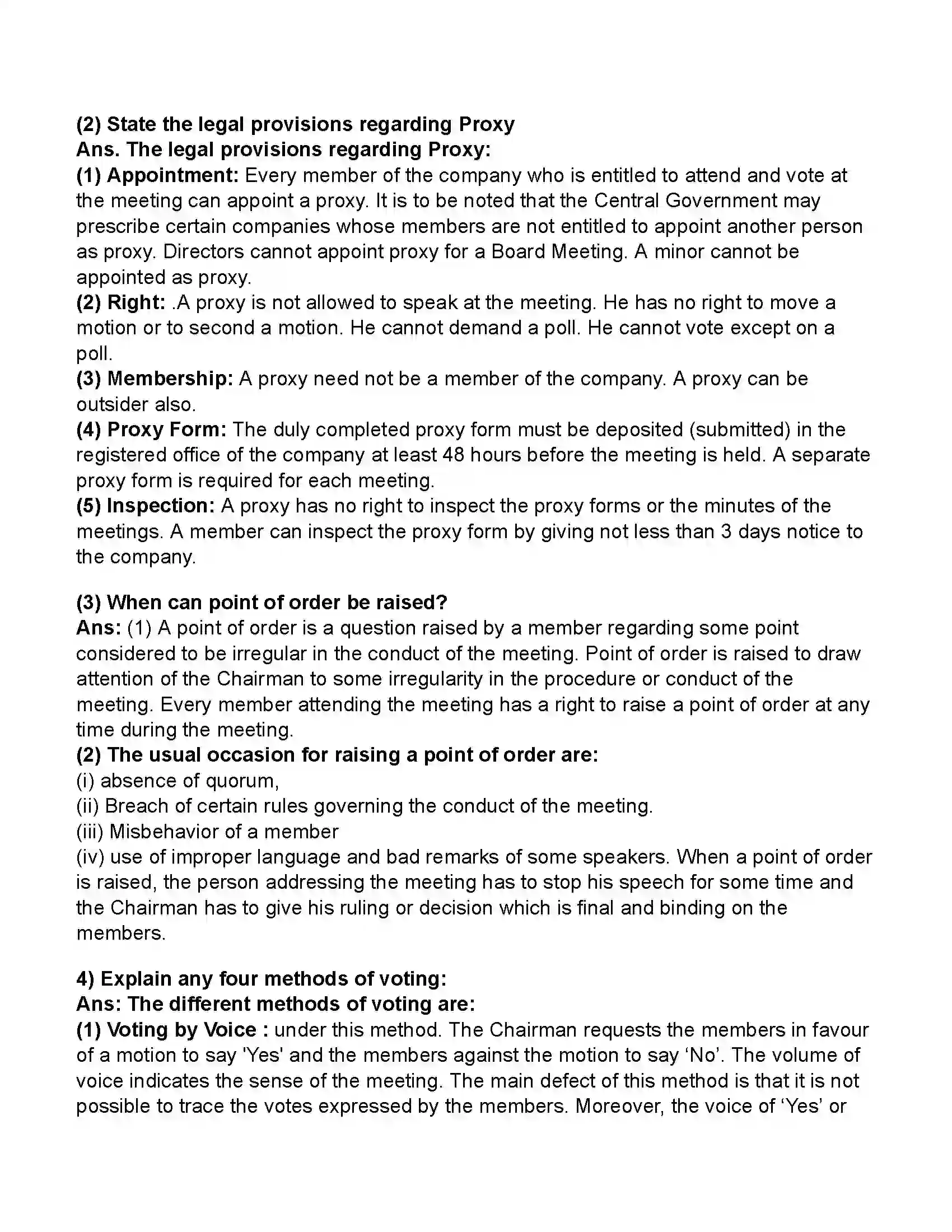 Maharashtra Board Class 11th Secretarial Practice Company Meeting 1 Revision Note 14