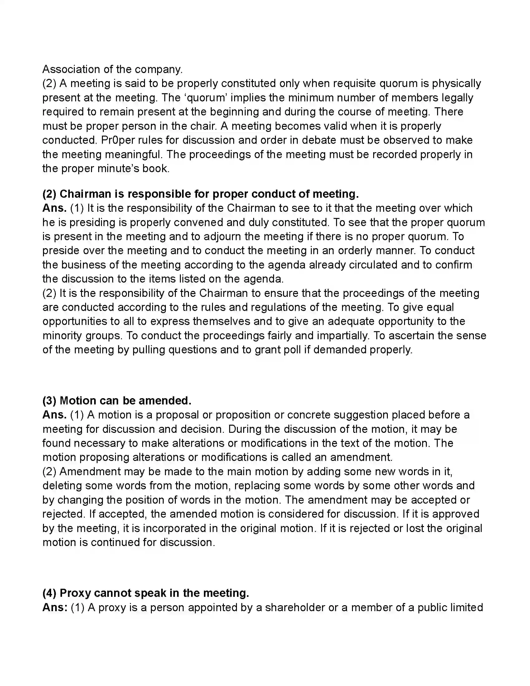 Maharashtra Board Class 11th Secretarial Practice Company Meeting 1 Revision Note 17