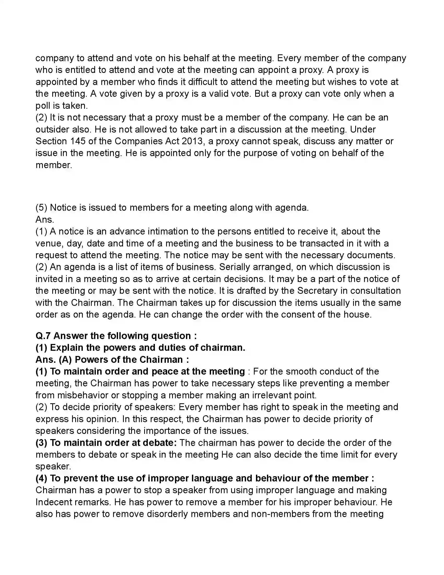 Maharashtra Board Class 11th Secretarial Practice Company Meeting 1 Revision Note 18