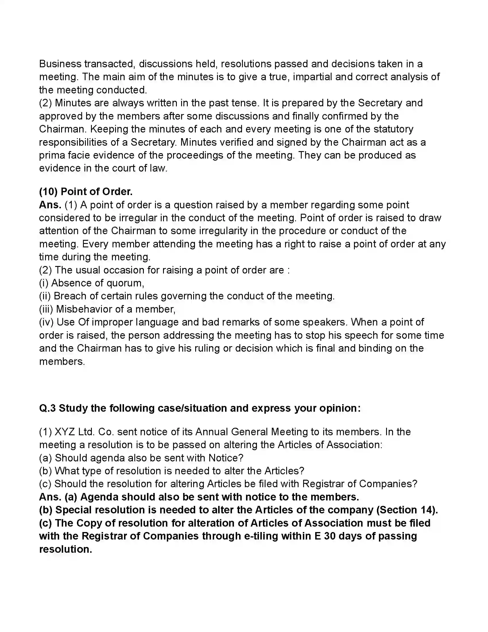 Maharashtra Board Class 11th Secretarial Practice Company Meeting 1 Revision Note 9