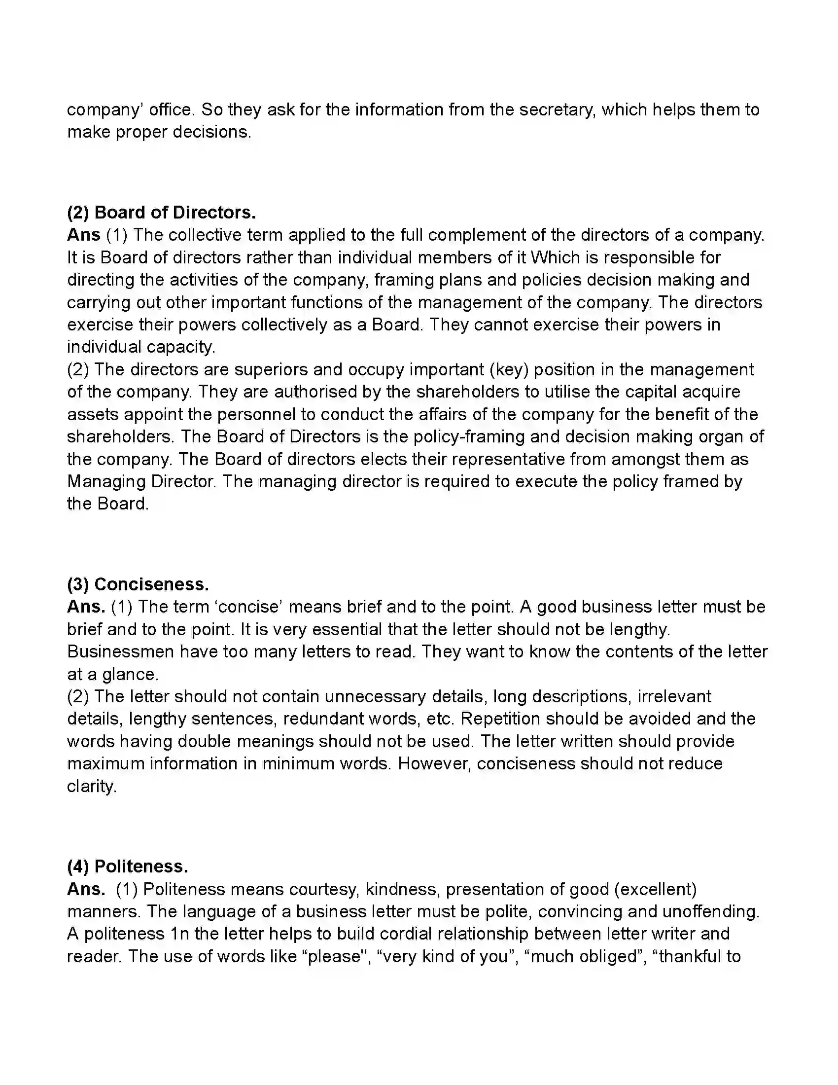 Maharashtra Board Class 11th Secretarial Practice Correspondence With Directors Revision Note 4