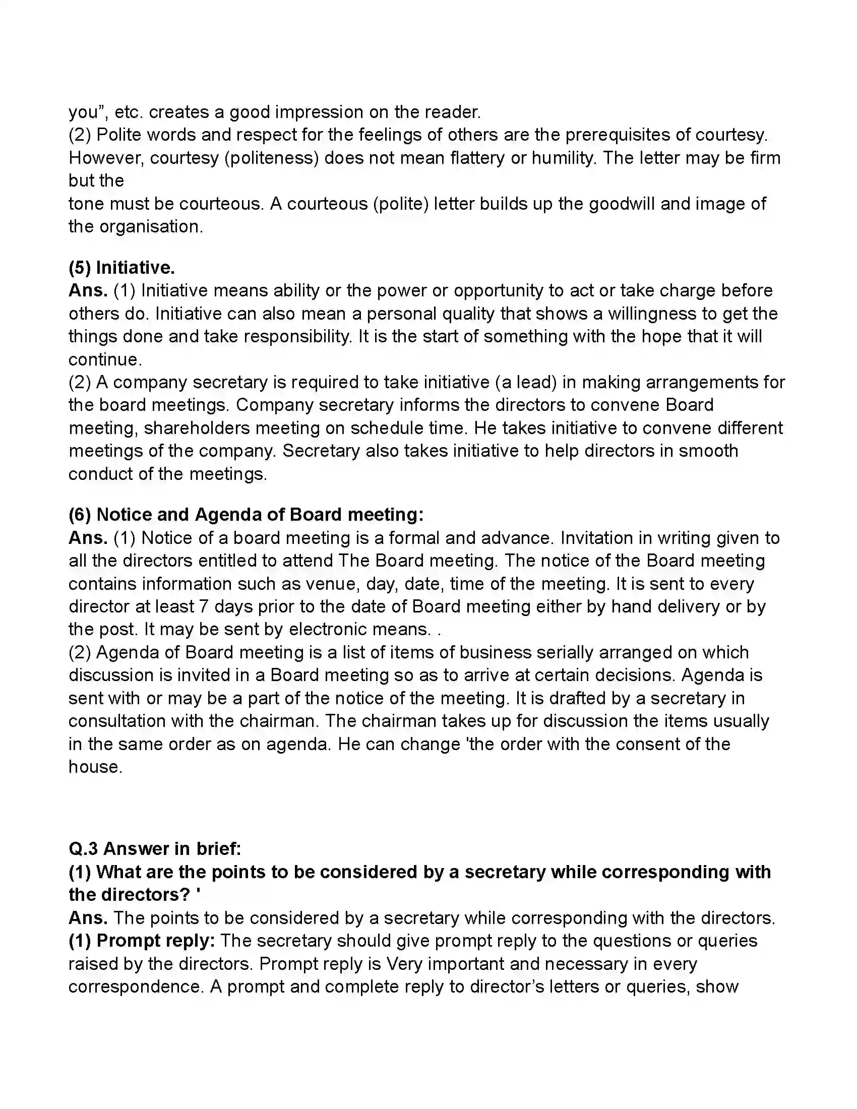 Maharashtra Board Class 11th Secretarial Practice Correspondence With Directors Revision Note 5