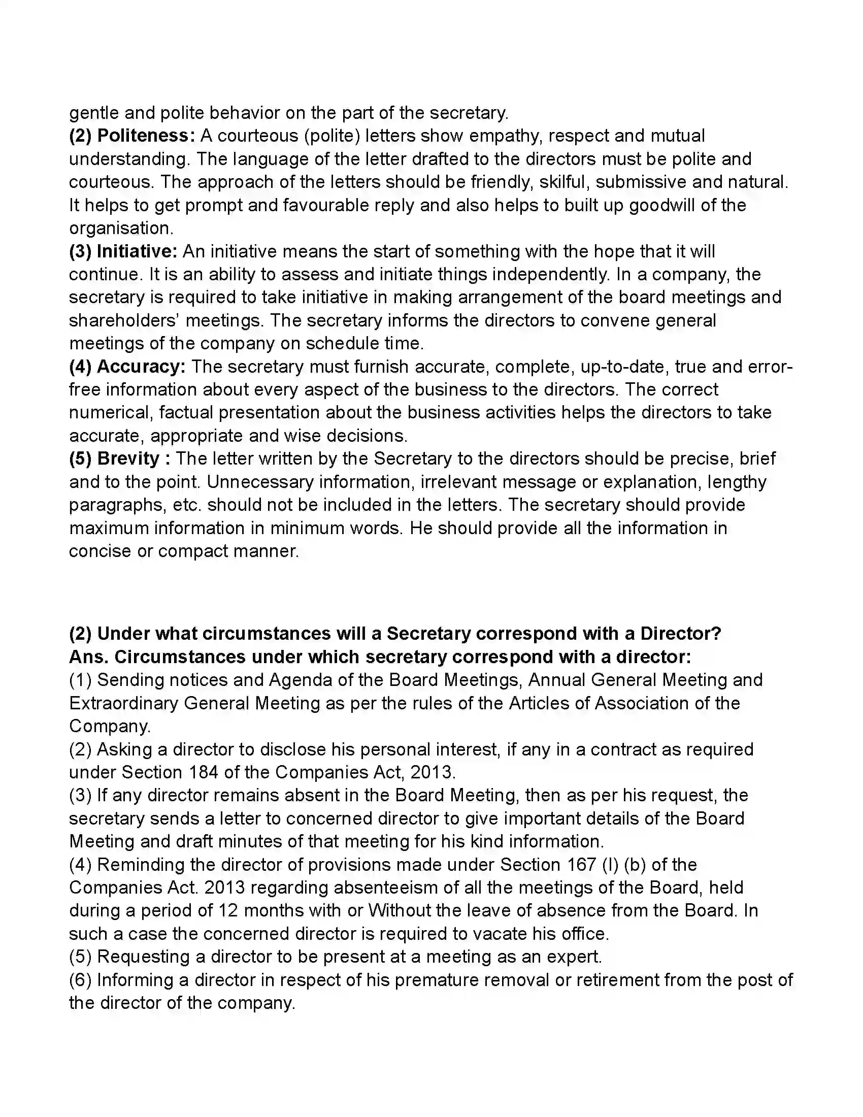 Maharashtra Board Class 11th Secretarial Practice Correspondence With Directors Revision Note 6