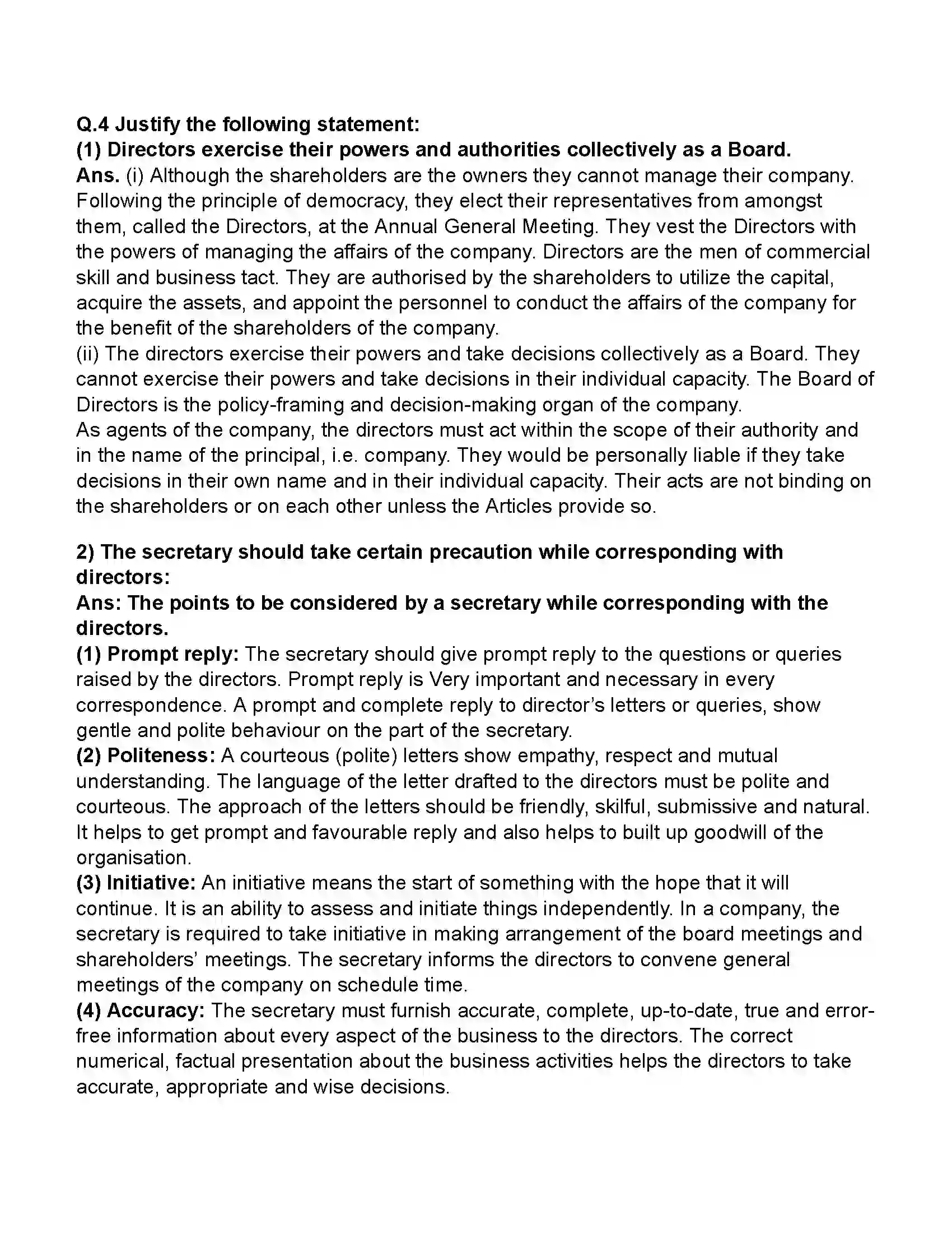 Maharashtra Board Class 11th Secretarial Practice Correspondence With Directors Revision Note 7