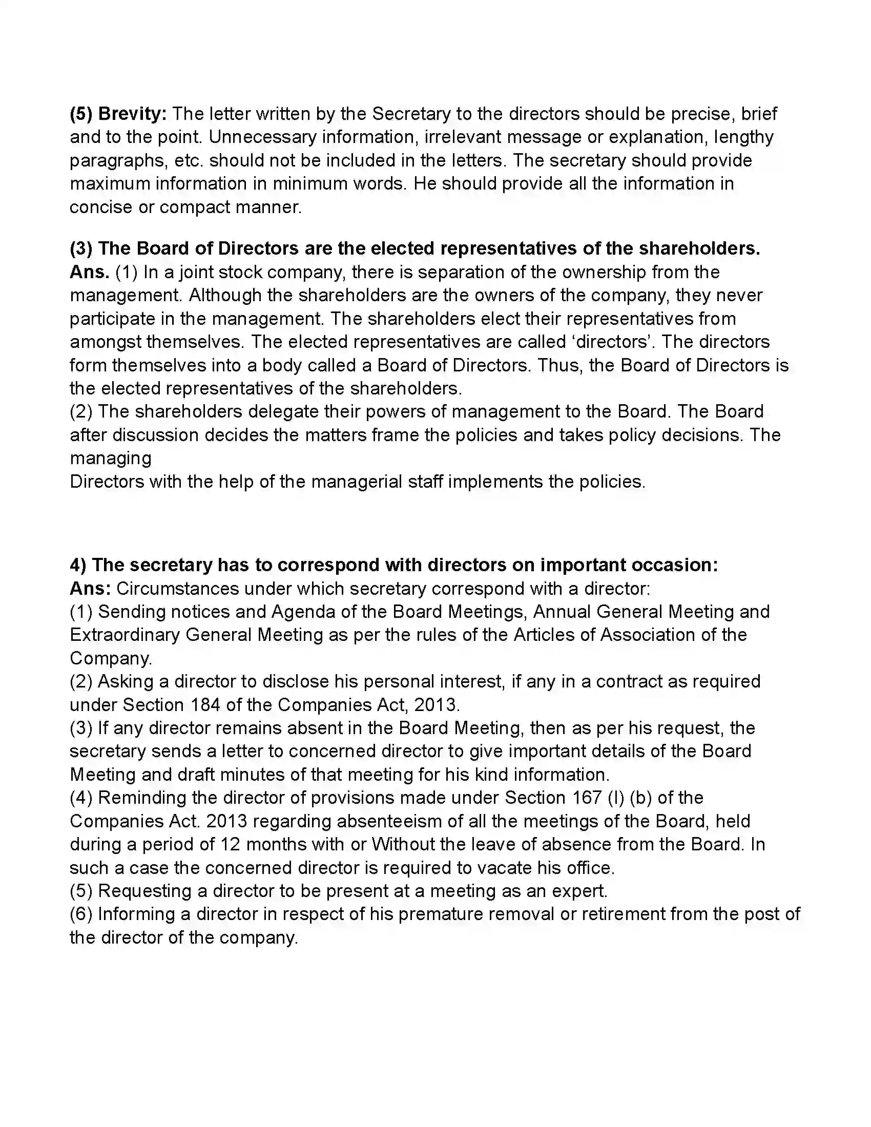 Maharashtra Board Class 11th Secretarial Practice Correspondence With Directors Revision Note 8