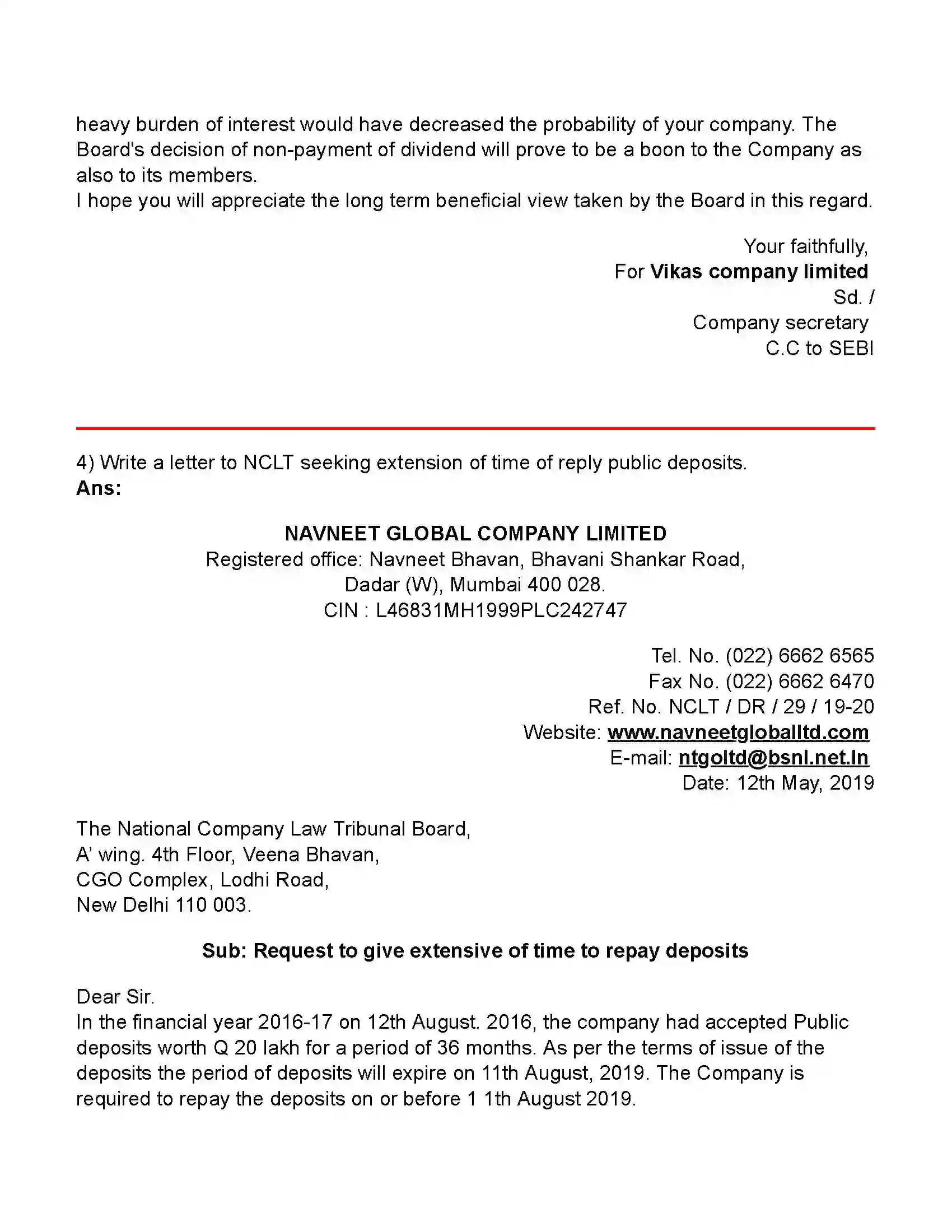 Maharashtra Board Class 11th Secretarial Practice Correspondence With Statutory Authorities (Letters) Revision Note 4