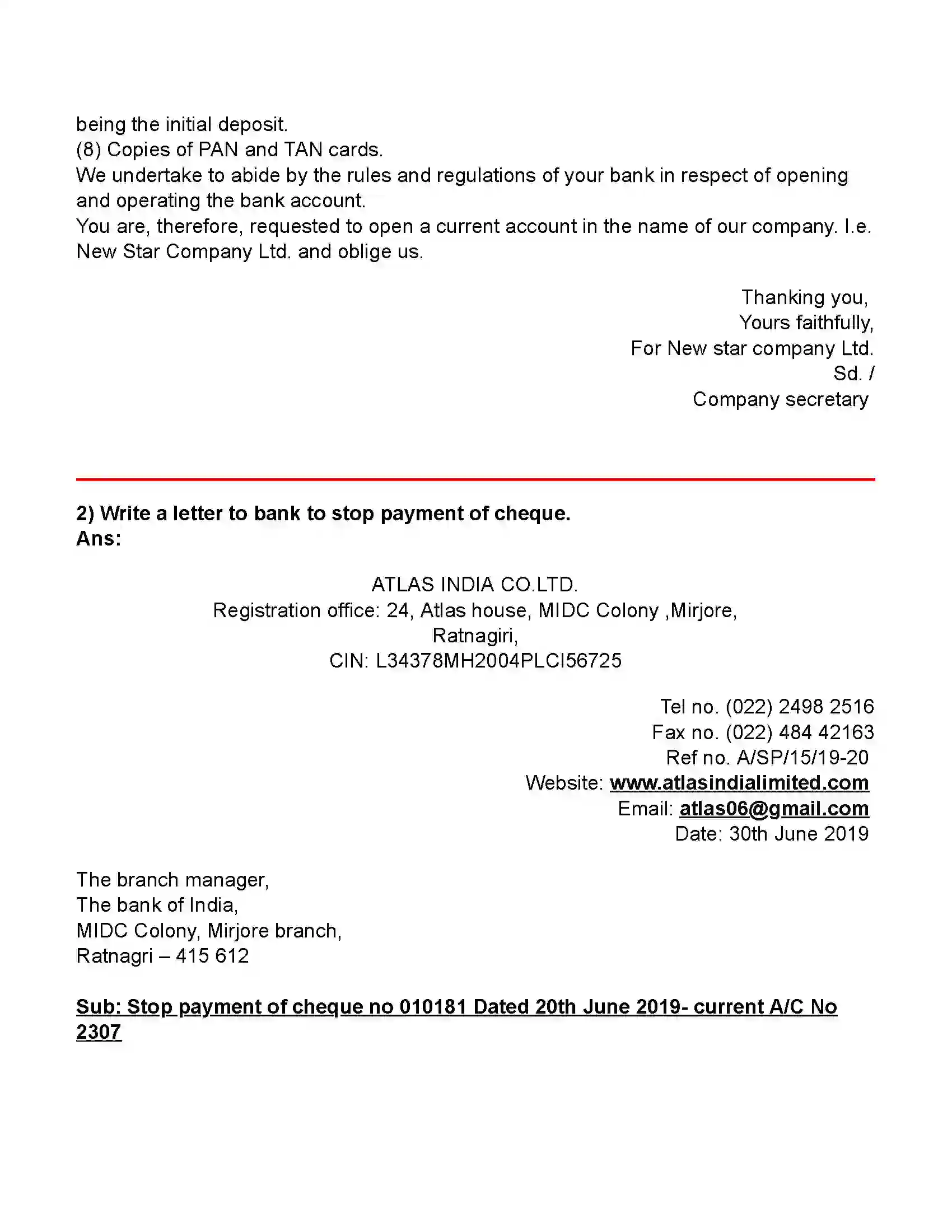 Maharashtra Board Class 11th Secretarial Practice Corresponding With Banks (Letters) Revision Note 2