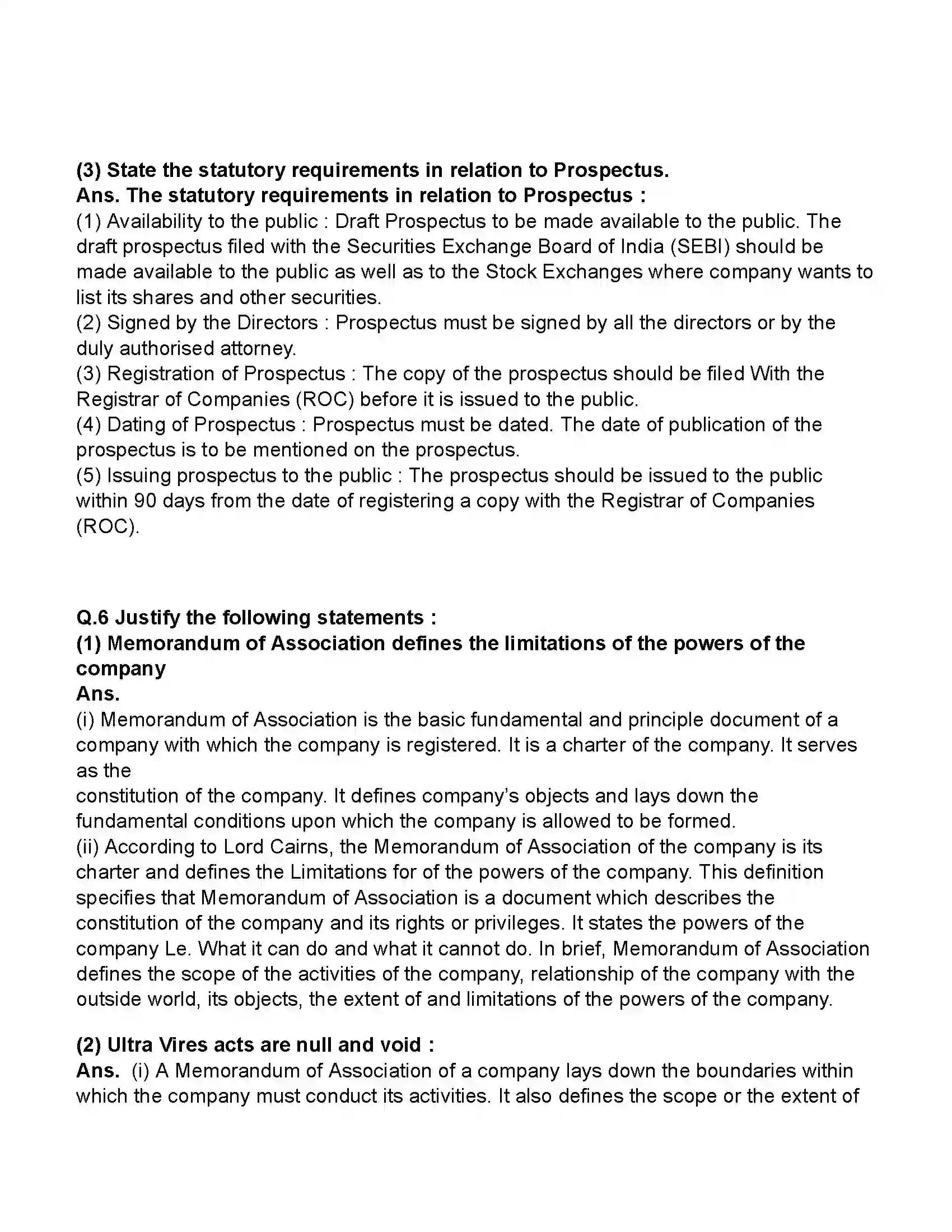 Maharashtra Board Class 11th Secretarial Practice Documents Related to Formation of a Joint Stock Company Revision Note 18