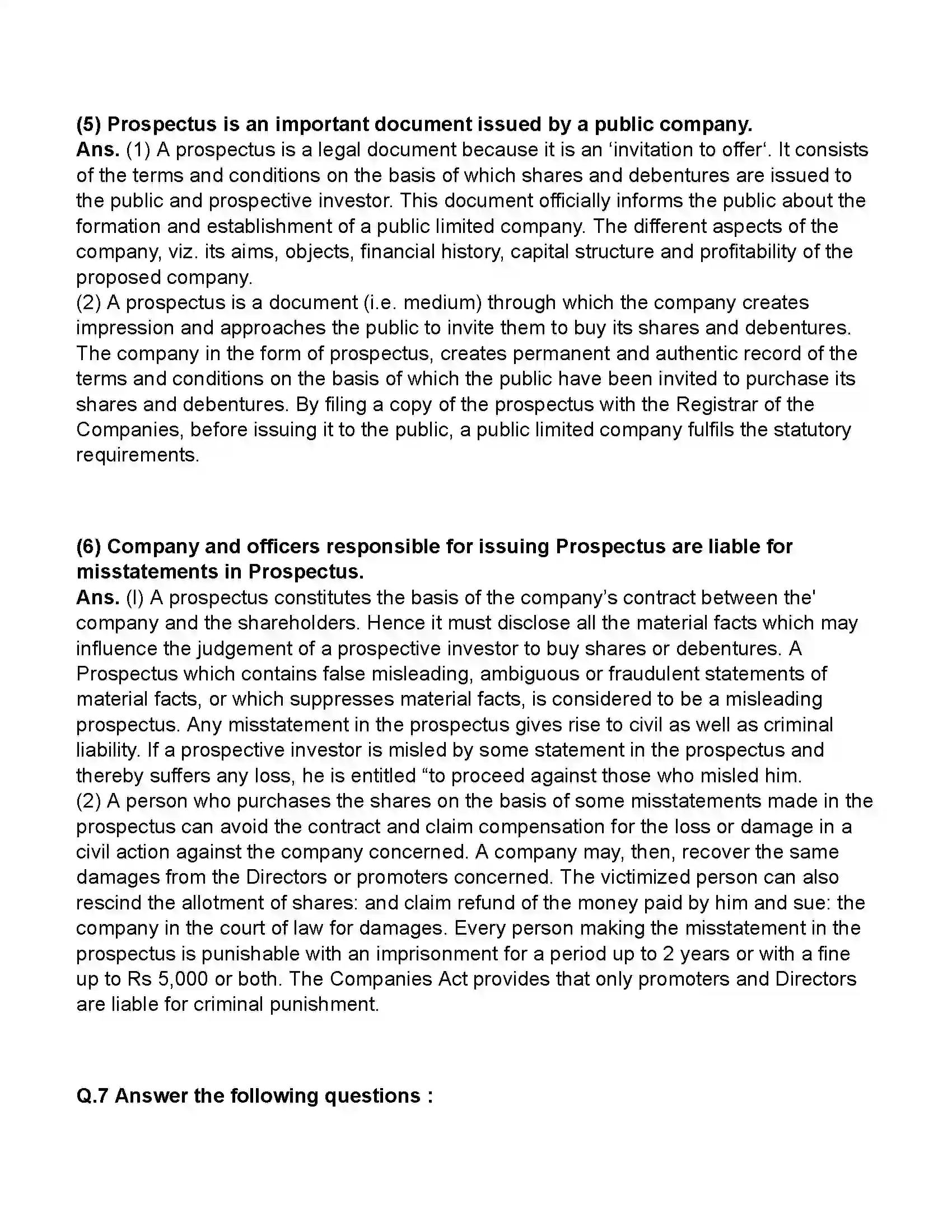 Maharashtra Board Class 11th Secretarial Practice Documents Related to Formation of a Joint Stock Company Revision Note 20