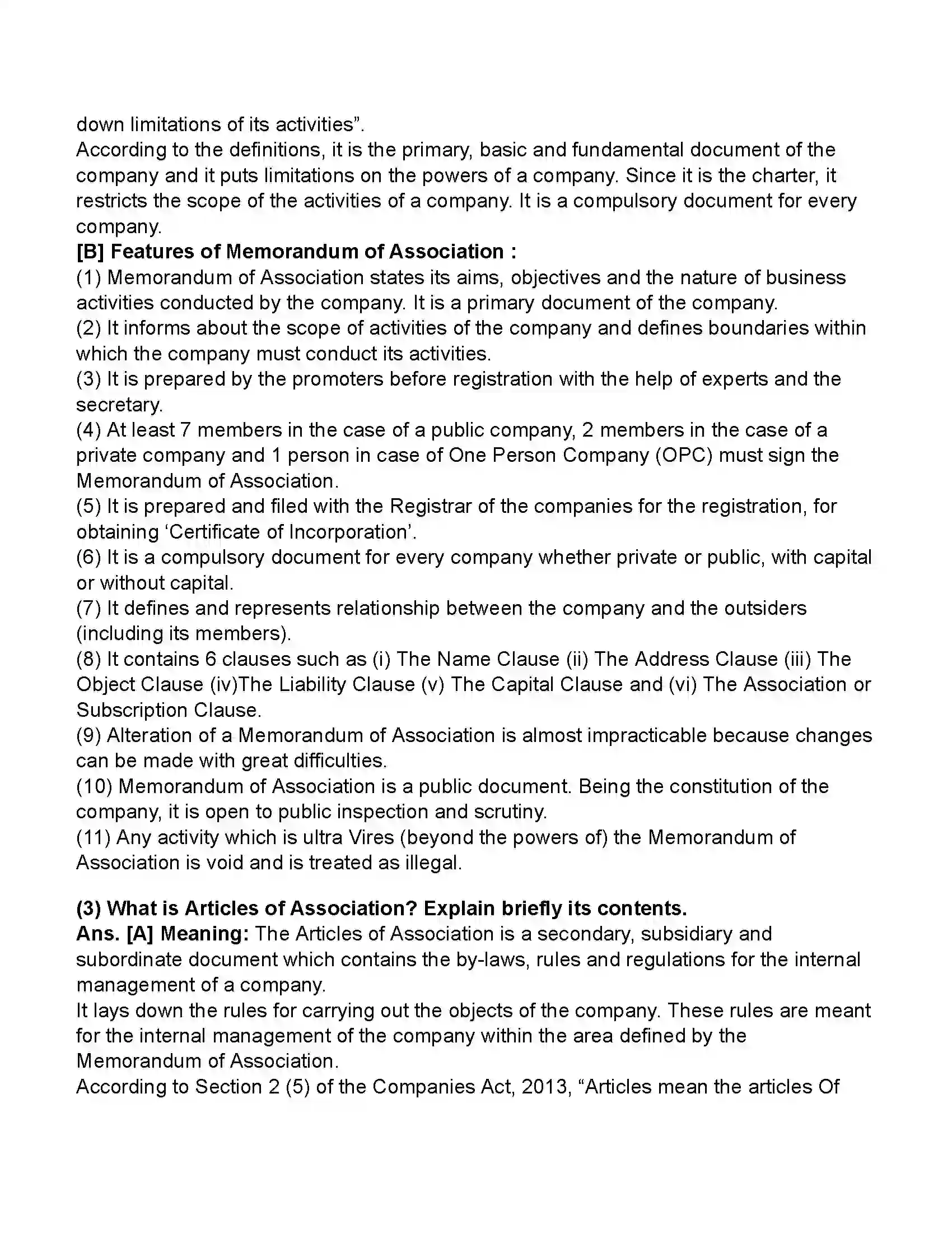 Maharashtra Board Class 11th Secretarial Practice Documents Related to Formation of a Joint Stock Company Revision Note 23