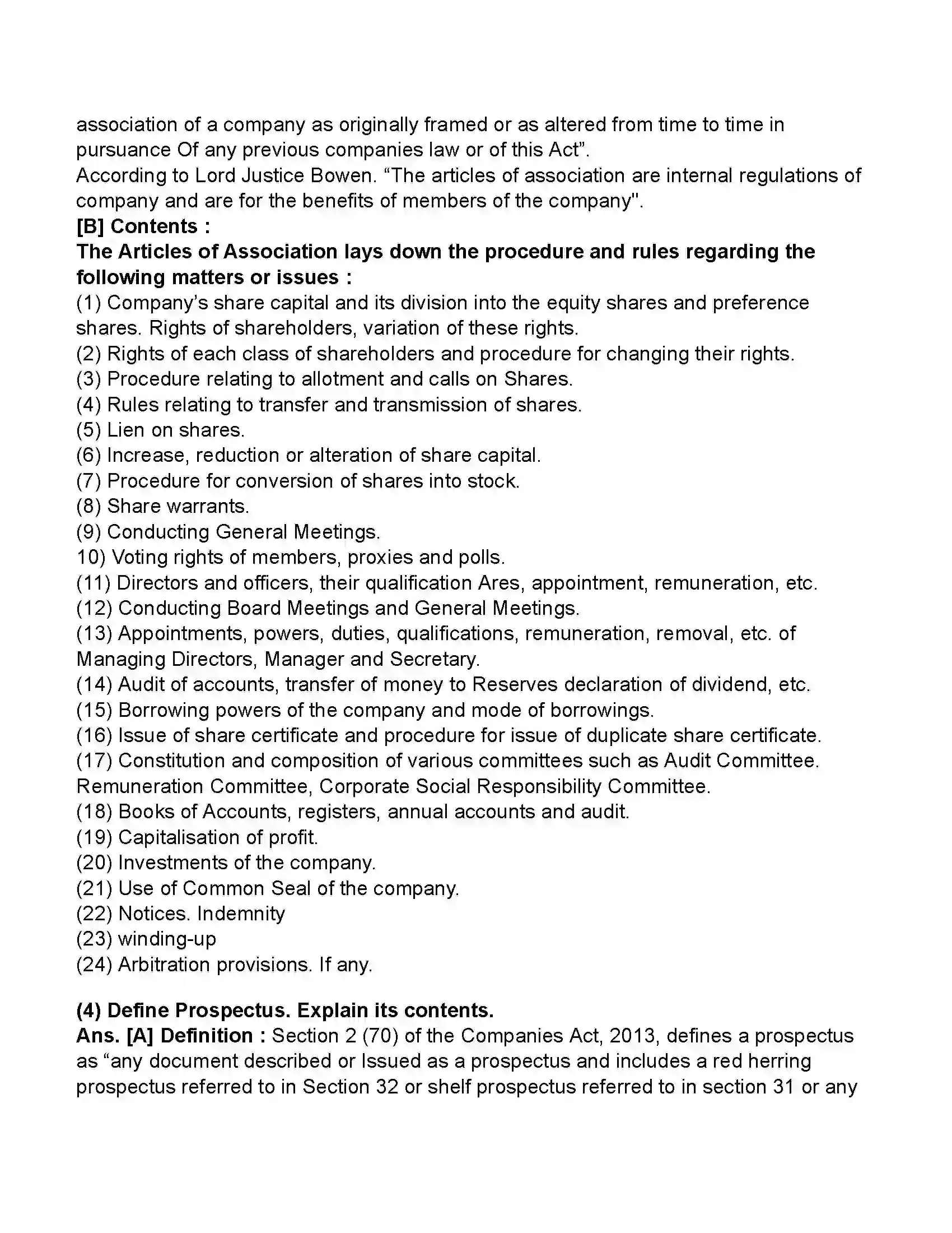 Maharashtra Board Class 11th Secretarial Practice Documents Related to Formation of a Joint Stock Company Revision Note 24