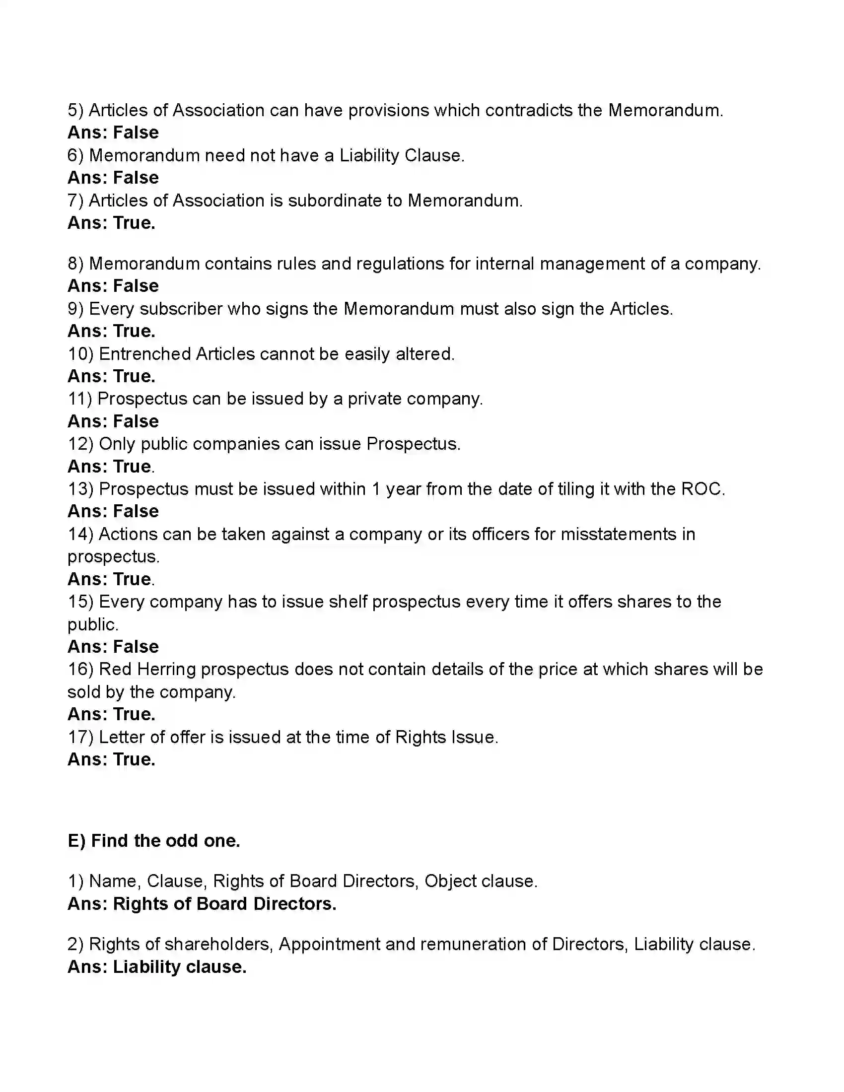 Maharashtra Board Class 11th Secretarial Practice Documents Related to Formation of a Joint Stock Company Revision Note 4